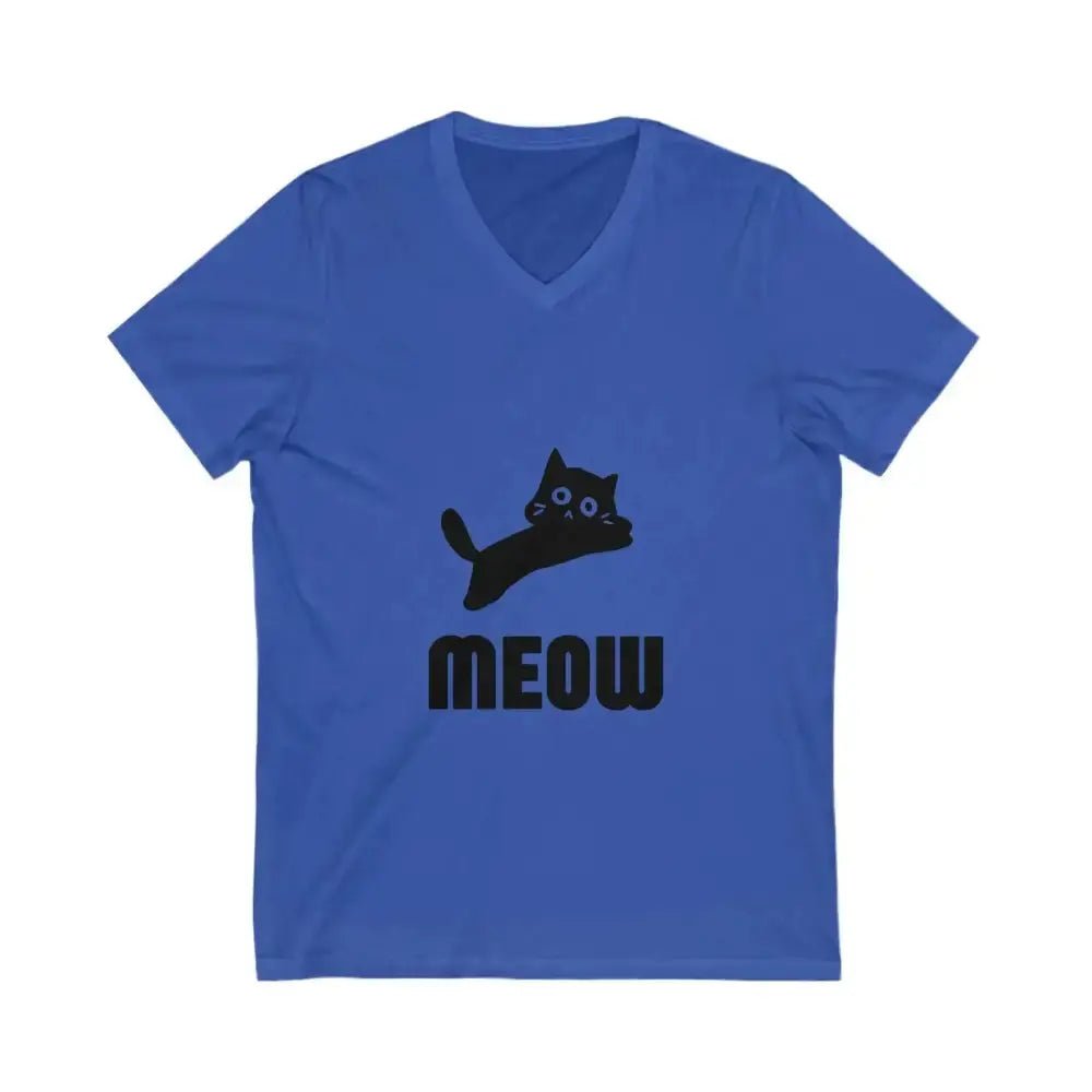 Cute Cat Meow Unisex V - Neck Tee - Perfect for Cat Lovers - FloofChonk