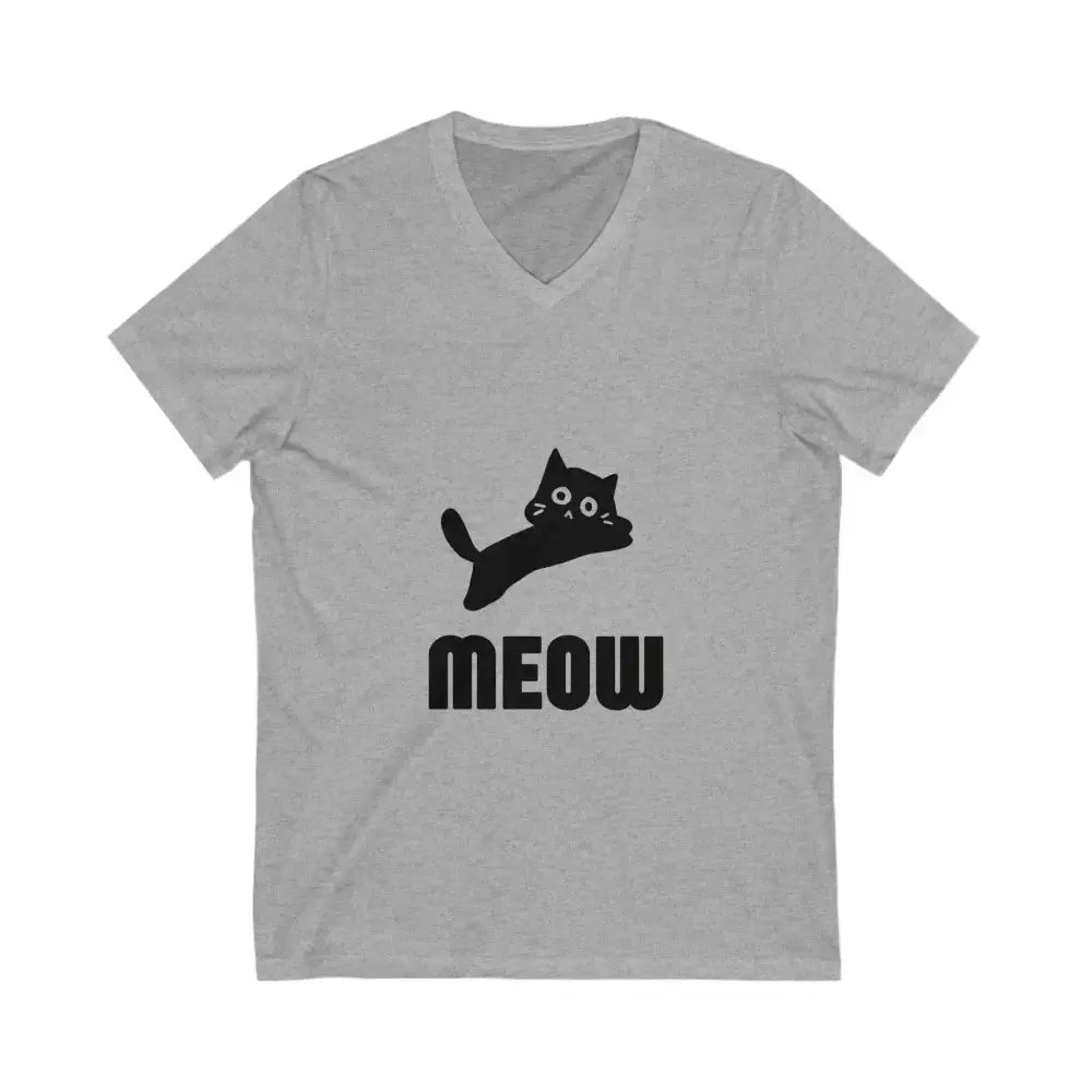 Cute Cat Meow Unisex V - Neck Tee - Perfect for Cat Lovers - FloofChonk