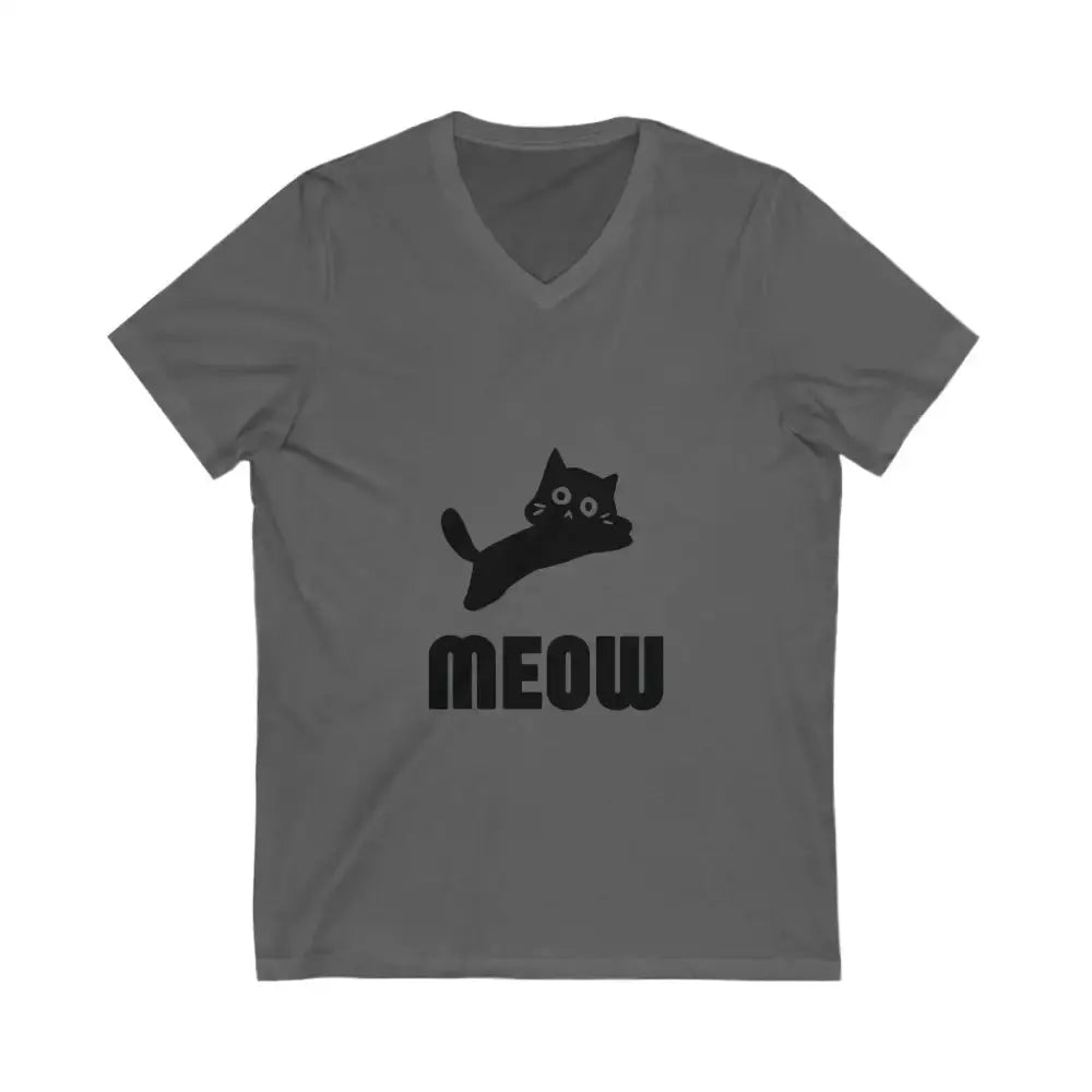 Cute Cat Meow Unisex V - Neck Tee - Perfect for Cat Lovers - FloofChonk