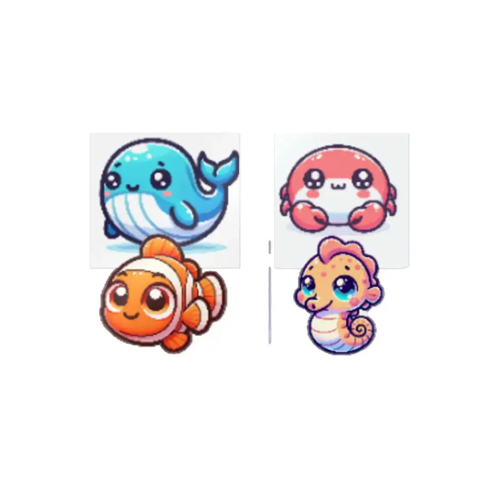 Cute Marine Life Die - Cut Stickers, Ocean Decor, Whale Crab Fish, Waterproof Laptop Decals, Gift for Kids and Teens - FloofChonk