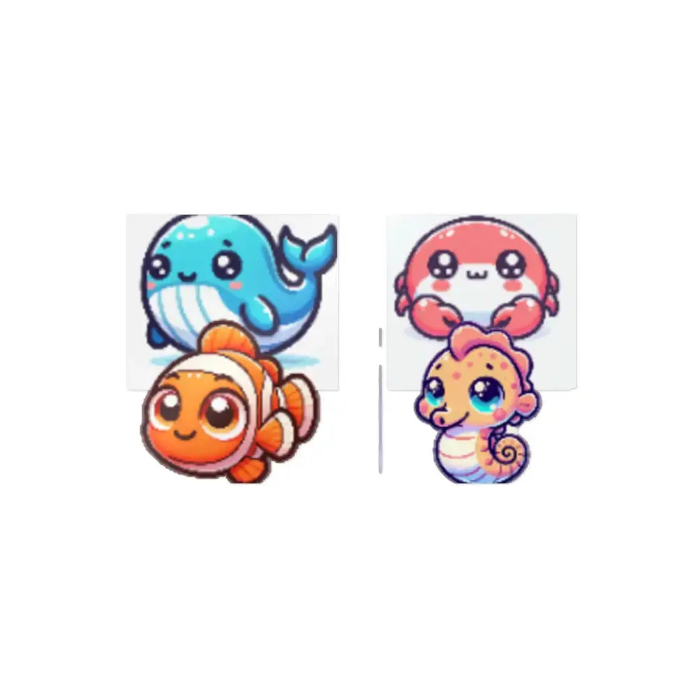 Cute Marine Life Die - Cut Stickers, Ocean Decor, Whale Crab Fish, Waterproof Laptop Decals, Gift for Kids and Teens - FloofChonk