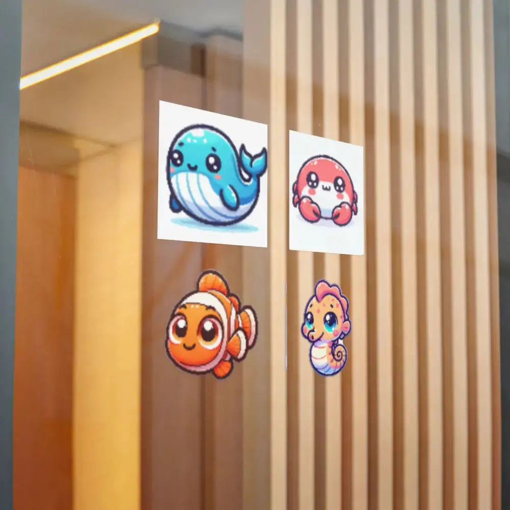 Cute Marine Life Die - Cut Stickers, Ocean Decor, Whale Crab Fish, Waterproof Laptop Decals, Gift for Kids and Teens - FloofChonk