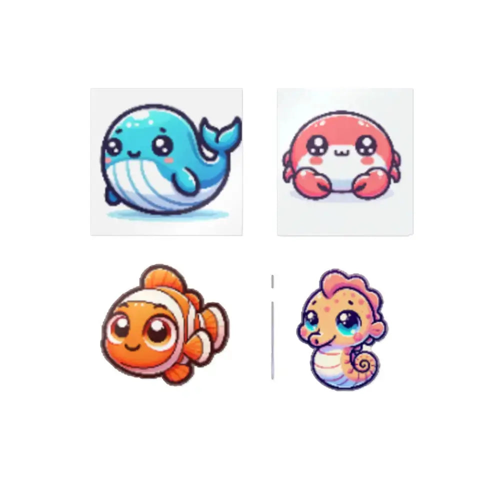Cute Marine Life Die - Cut Stickers, Ocean Decor, Whale Crab Fish, Waterproof Laptop Decals, Gift for Kids and Teens - FloofChonk