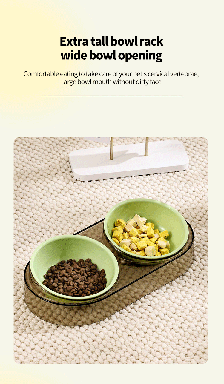 Transparent Cat Food Bowl Pet Bowl Dog Bowl Drinking Eating Eating Double Bowl Pet Supplies