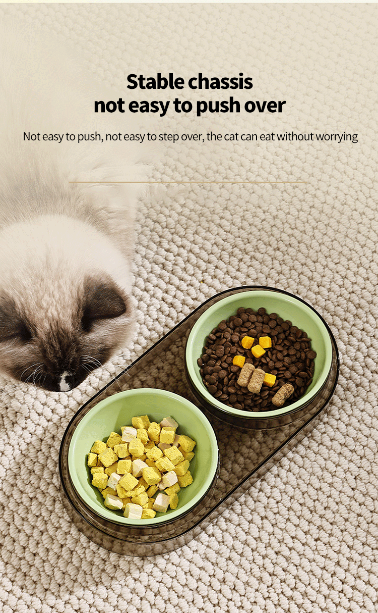 Transparent Cat Food Bowl Pet Bowl Dog Bowl Drinking Eating Eating Double Bowl Pet Supplies
