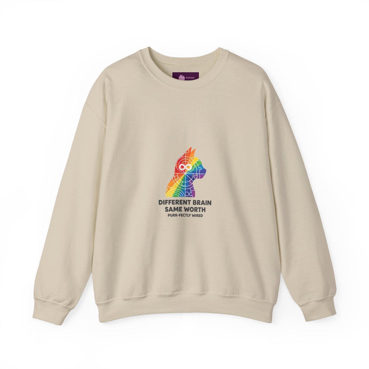 Different Brain Same Worth Crewneck Sweatshirt | neurodiversity, autistic pride - FloofChonk