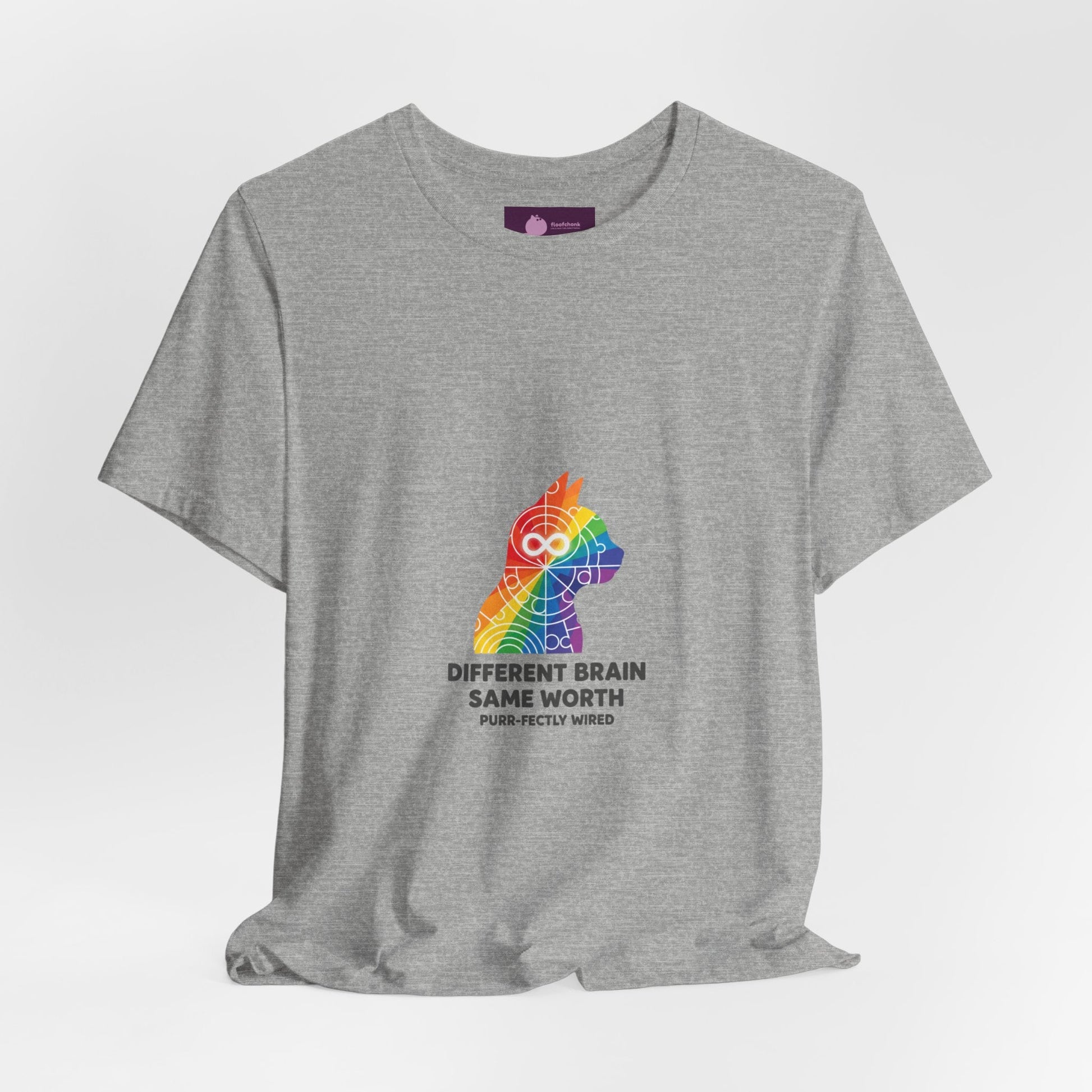 Different Brain Same Worth T-Shirt | Autistic Pride, Neurodiversity Acceptance - FloofChonk