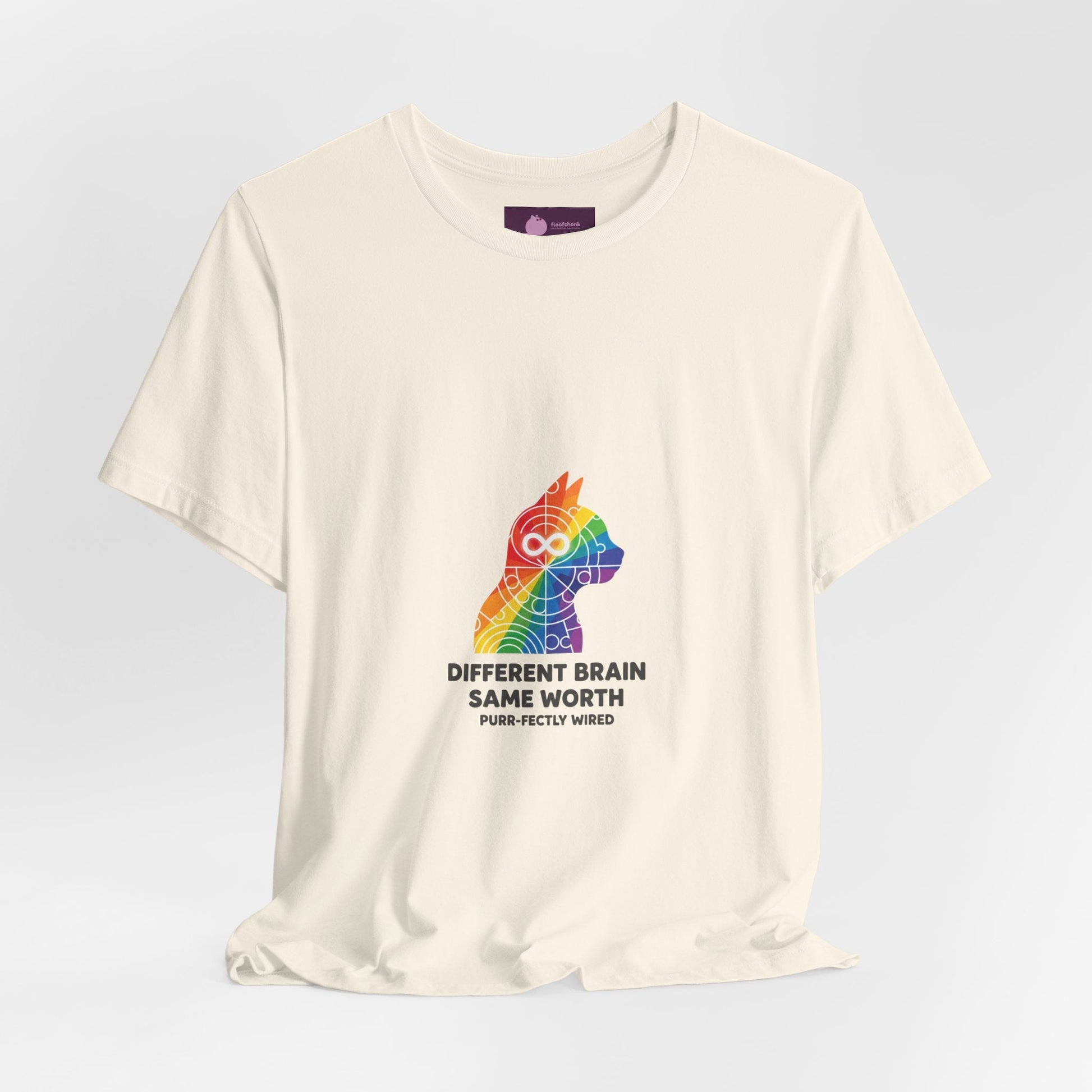 Different Brain Same Worth T-Shirt | Autistic Pride, Neurodiversity Acceptance - FloofChonk
