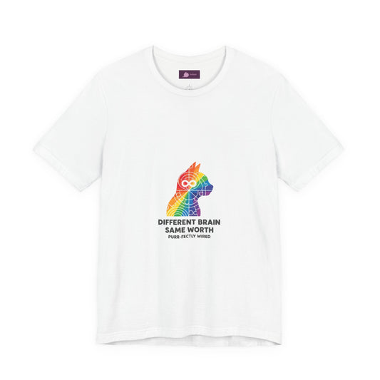 Different Brain Same Worth T-Shirt | Autistic Pride, Neurodiversity Acceptance - FloofChonk