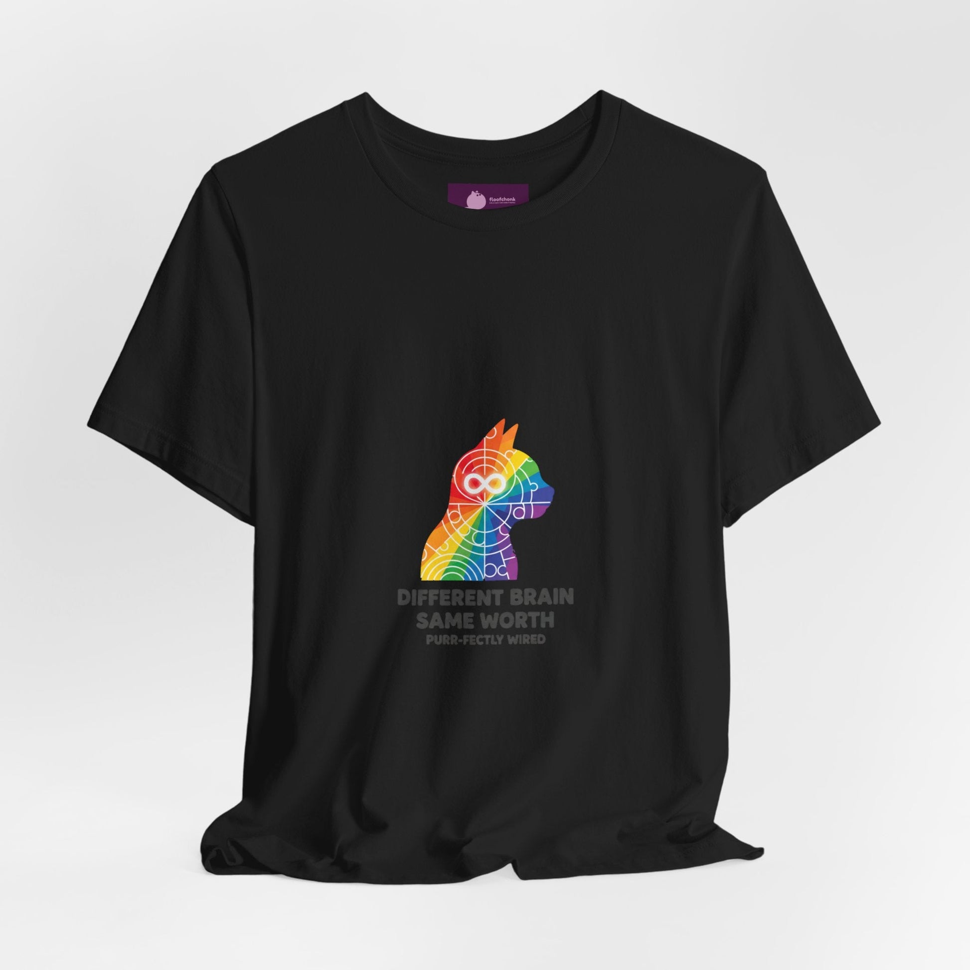 Different Brain Same Worth T-Shirt | Autistic Pride, Neurodiversity Acceptance - FloofChonk