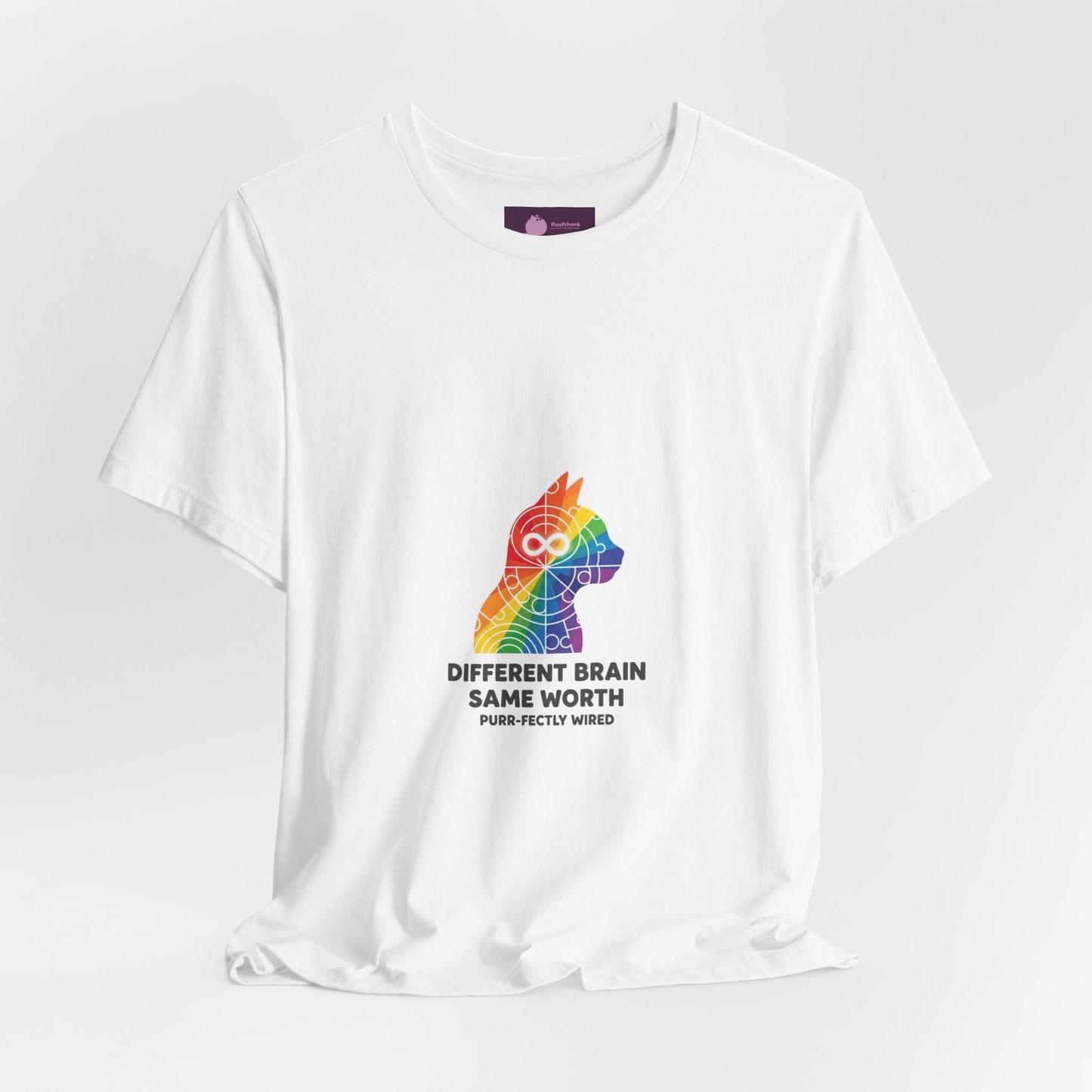 Different Brain Same Worth T-Shirt | Autistic Pride, Neurodiversity Acceptance - FloofChonk