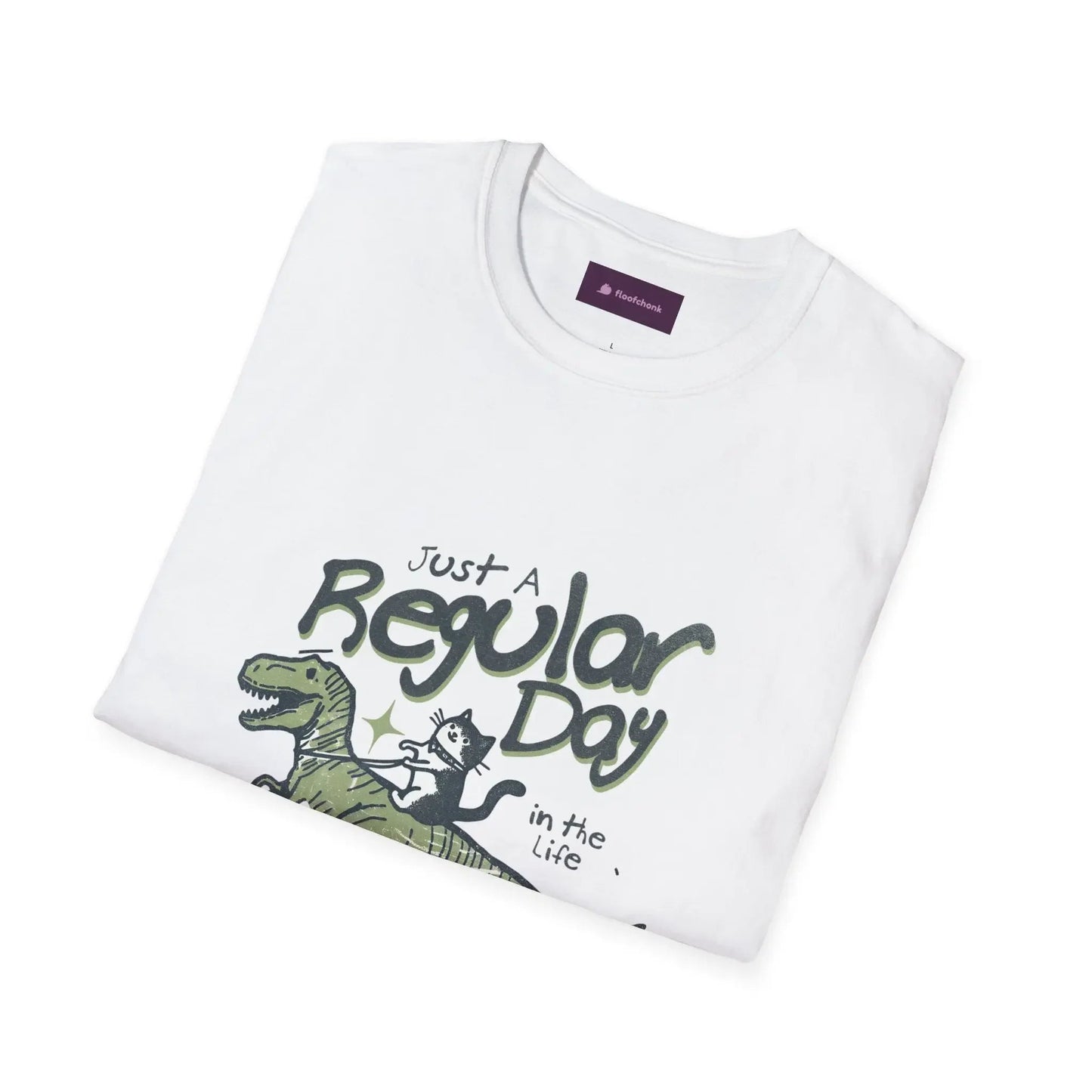 Dinosaur Graphic Tee - Unisex Softstyle "Just a Regular Day Dinosaur" T-Shirt - FloofChonk