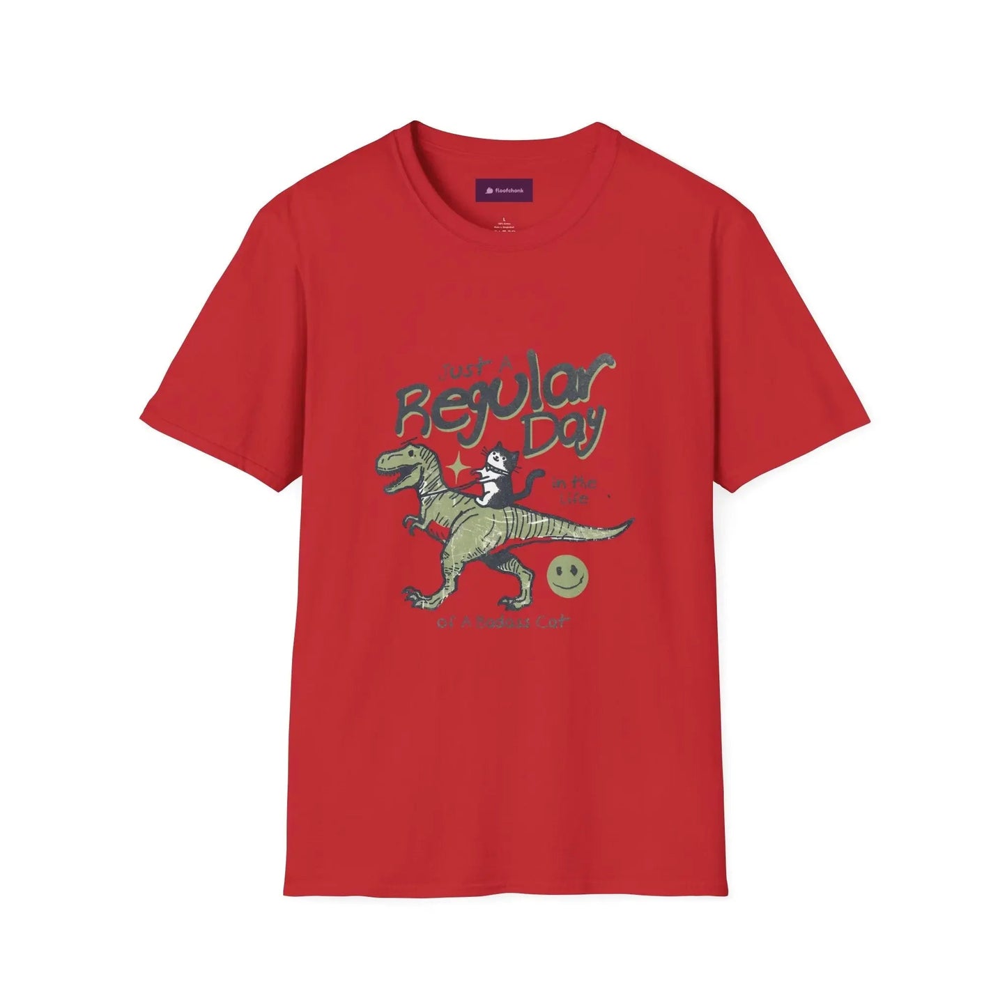 Dinosaur Graphic Tee - Unisex Softstyle "Just a Regular Day Dinosaur" T-Shirt - FloofChonk