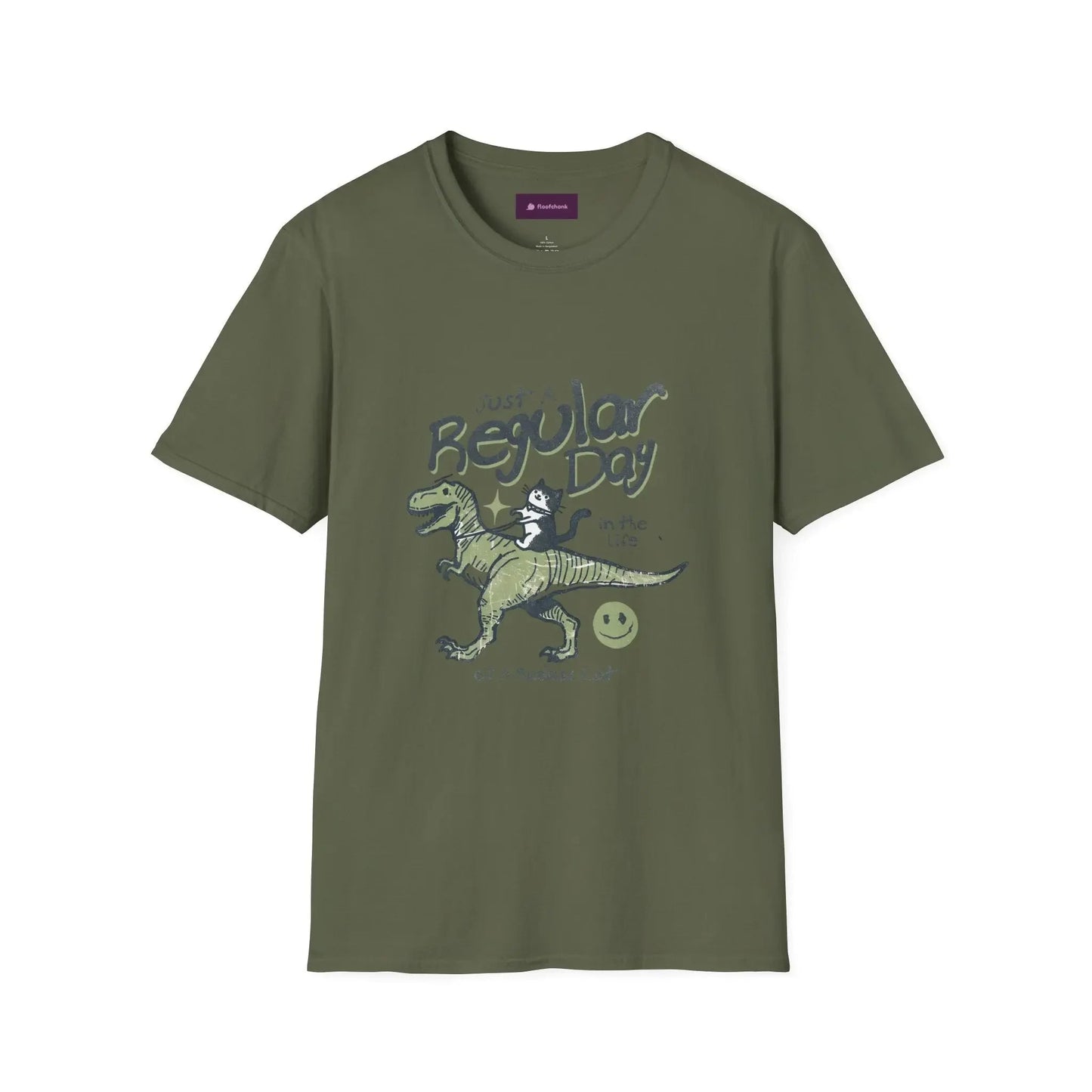 Dinosaur Graphic Tee - Unisex Softstyle "Just a Regular Day Dinosaur" T-Shirt - FloofChonk