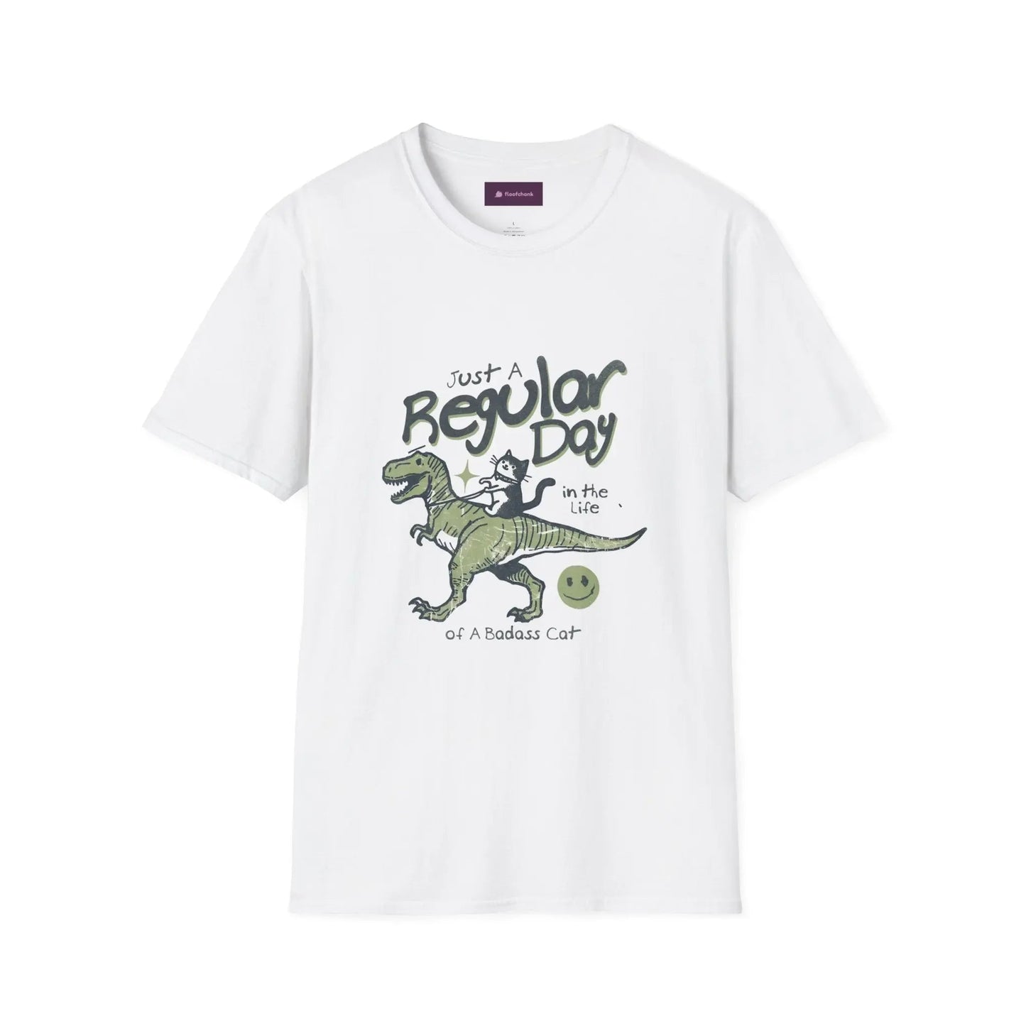 Dinosaur Graphic Tee - Unisex Softstyle "Just a Regular Day Dinosaur" T-Shirt - FloofChonk
