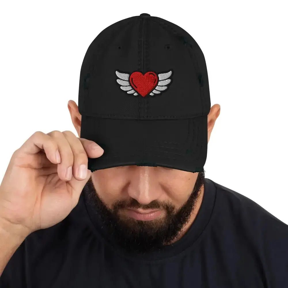 Distressed Dad Hat with Embroidered Heart - FloofChonk