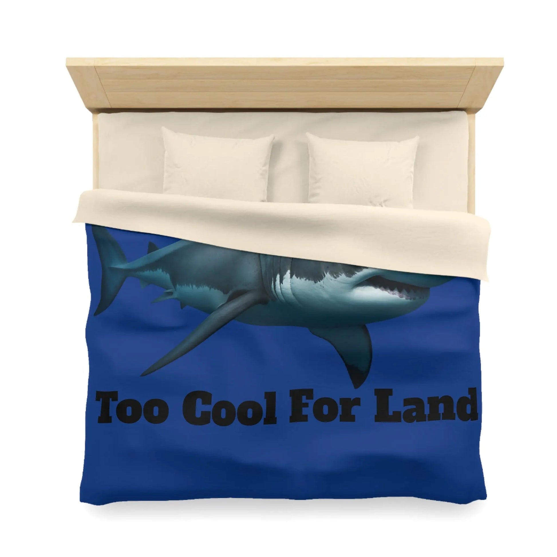 Duvet Cover - 'Too Cool For Land' Great White Shark Bedding - FloofChonk