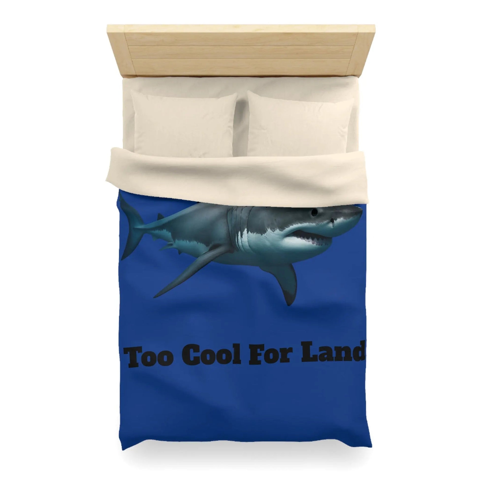 Duvet Cover - 'Too Cool For Land' Great White Shark Bedding - FloofChonk