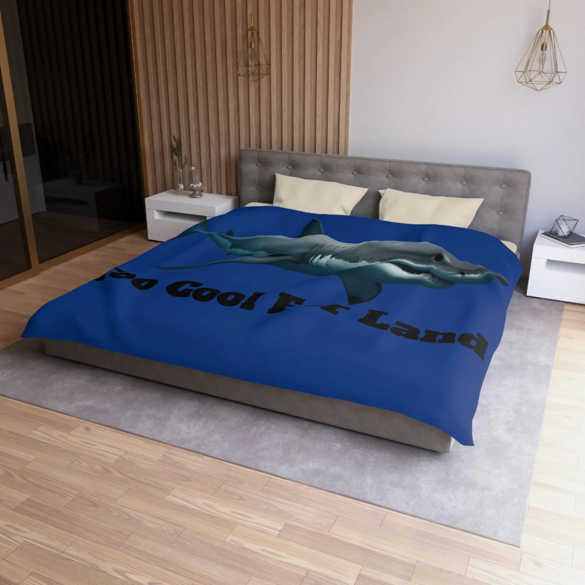 Duvet Cover - 'Too Cool For Land' Great White Shark Bedding - FloofChonk