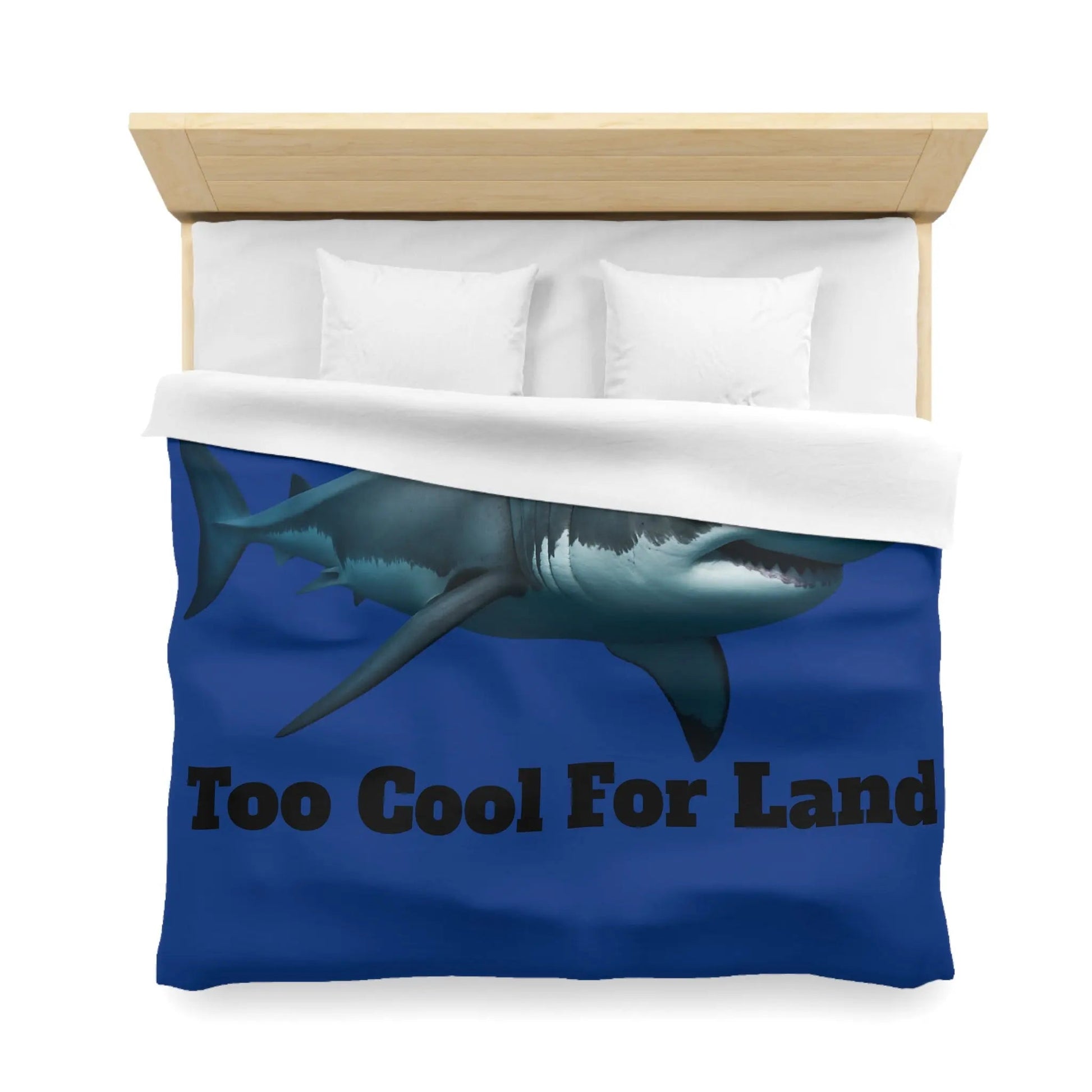 Duvet Cover - 'Too Cool For Land' Great White Shark Bedding - FloofChonk