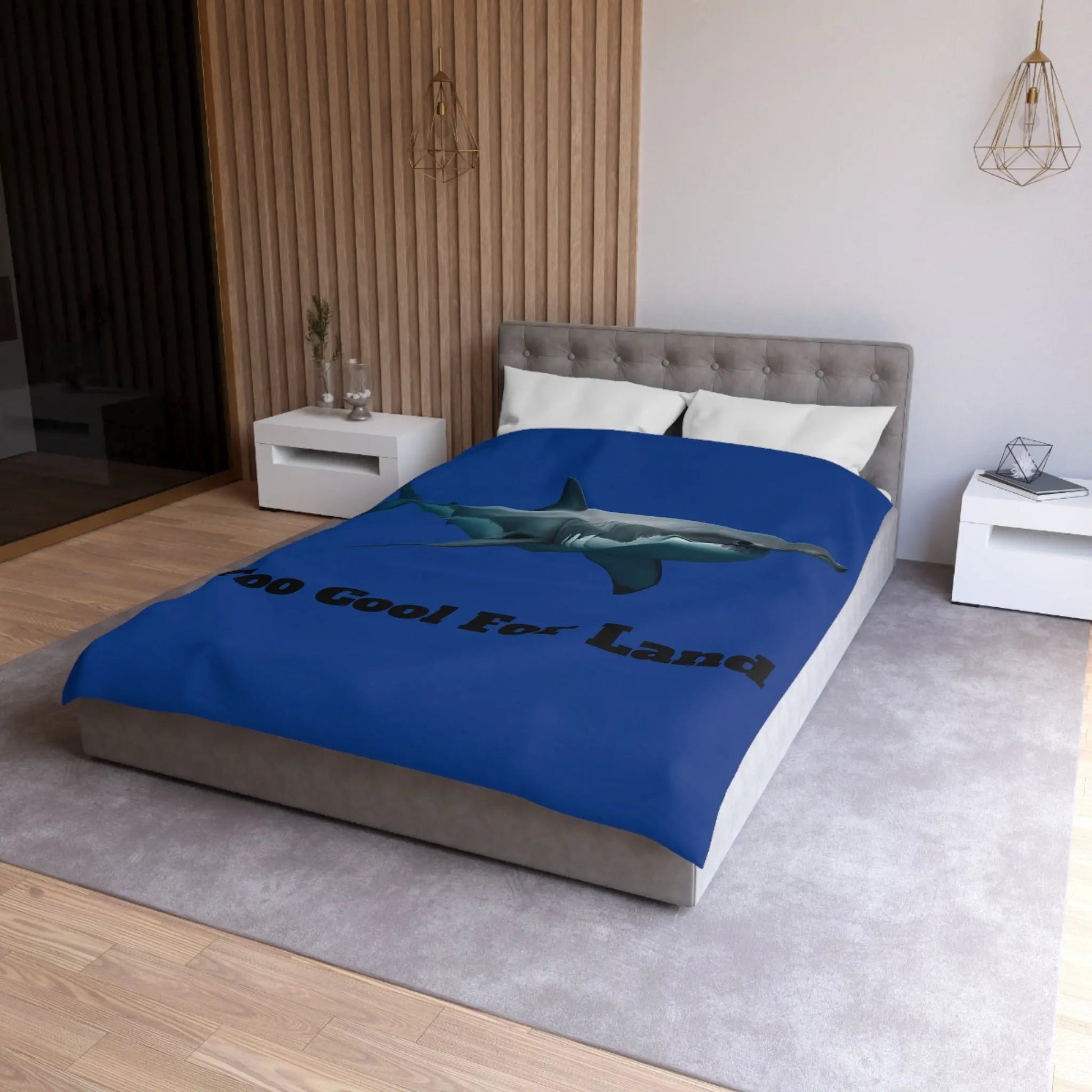Duvet Cover - 'Too Cool For Land' Great White Shark Bedding - FloofChonk