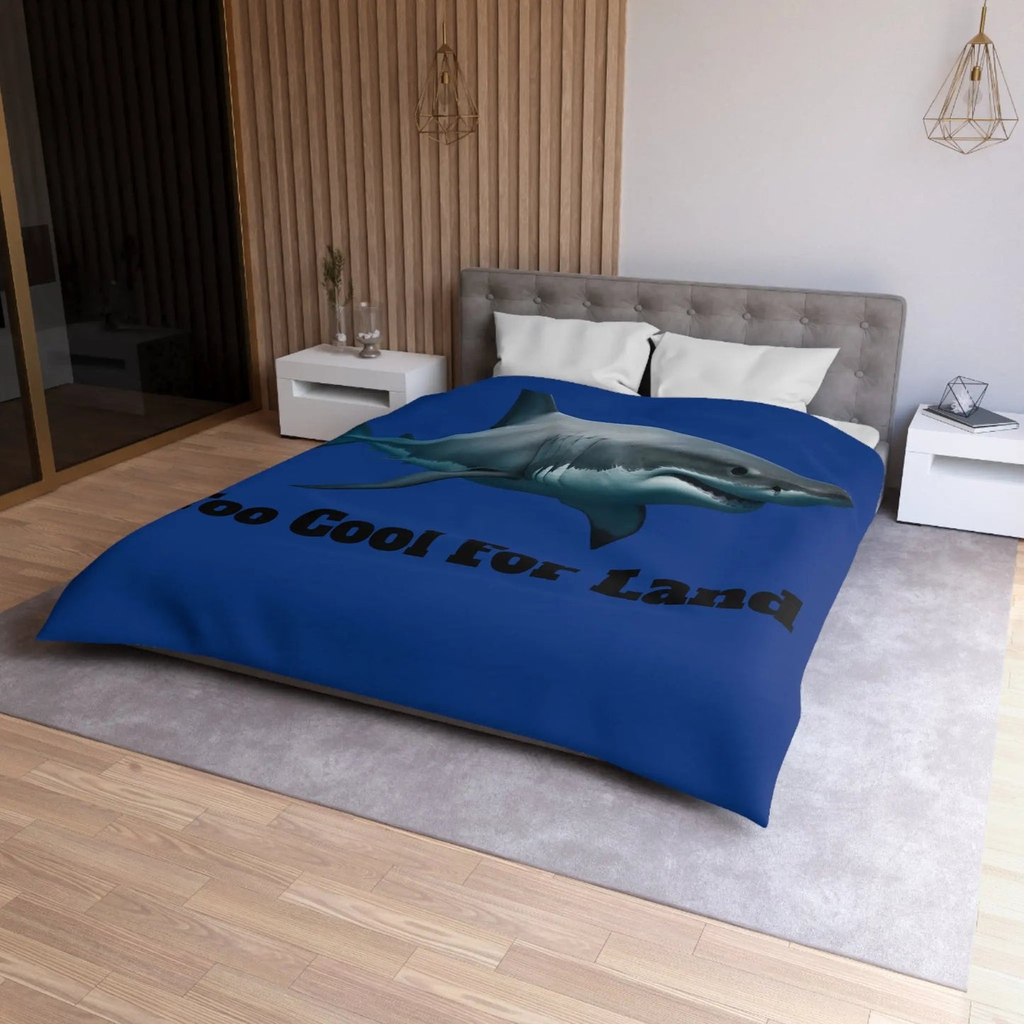 Duvet Cover - 'Too Cool For Land' Great White Shark Bedding - FloofChonk