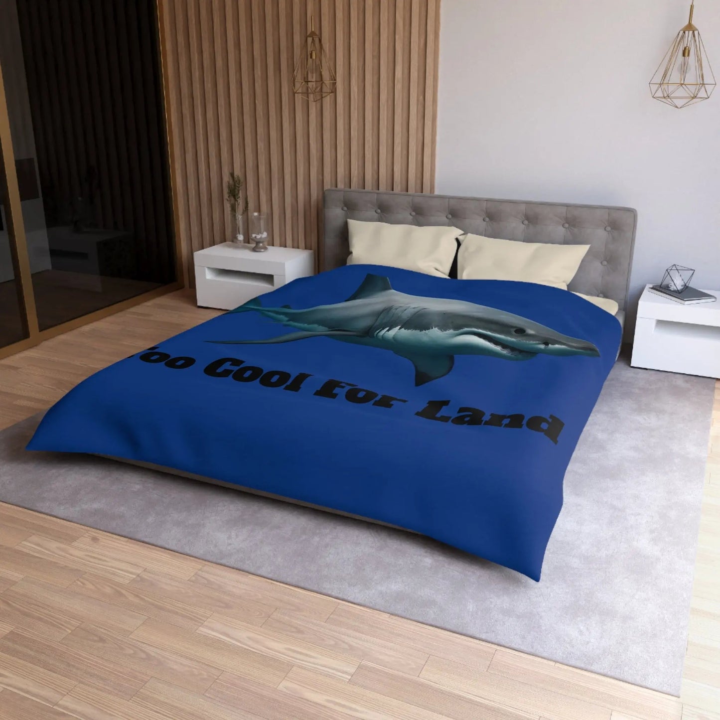 Duvet Cover - 'Too Cool For Land' Great White Shark Bedding - FloofChonk