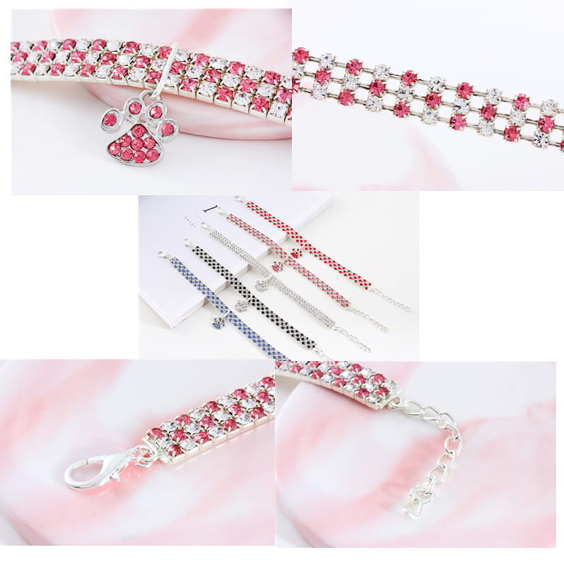 Pet Collar With Diamonds Mixed-color Cat And Dog Supplies Cat Claws Elastic Cat And Dog Necklace Jewelry