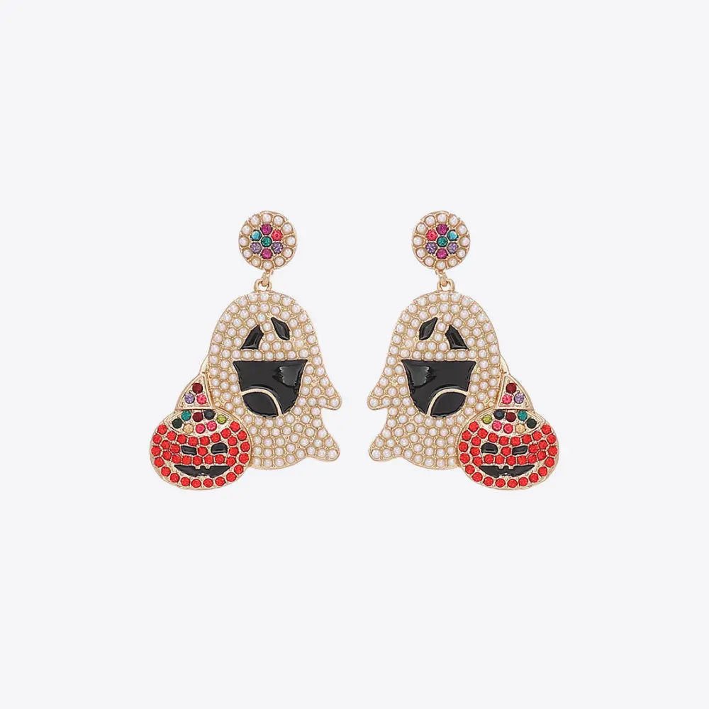 Ghost Rhinestone Alloy Earrings - FloofChonk