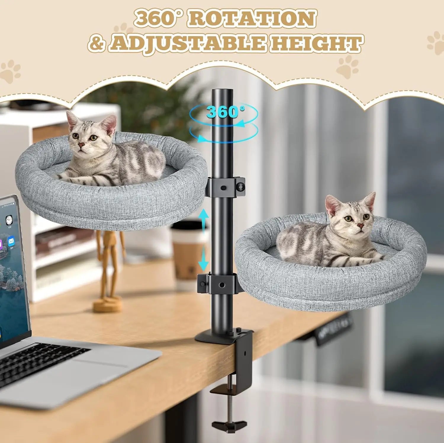 Cat Nest Round Rotating Adjustable Height