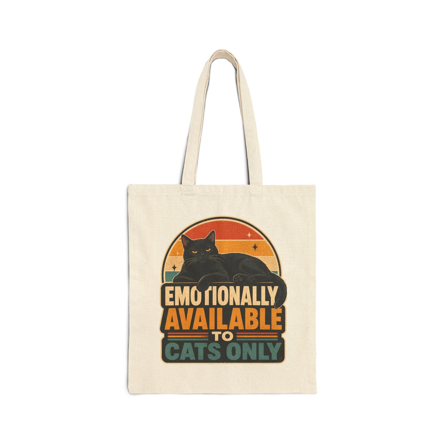 Emotionally Available to Cats Only Canvas Tote Bag — Funny Cat Lover Market Bag - FloofChonk