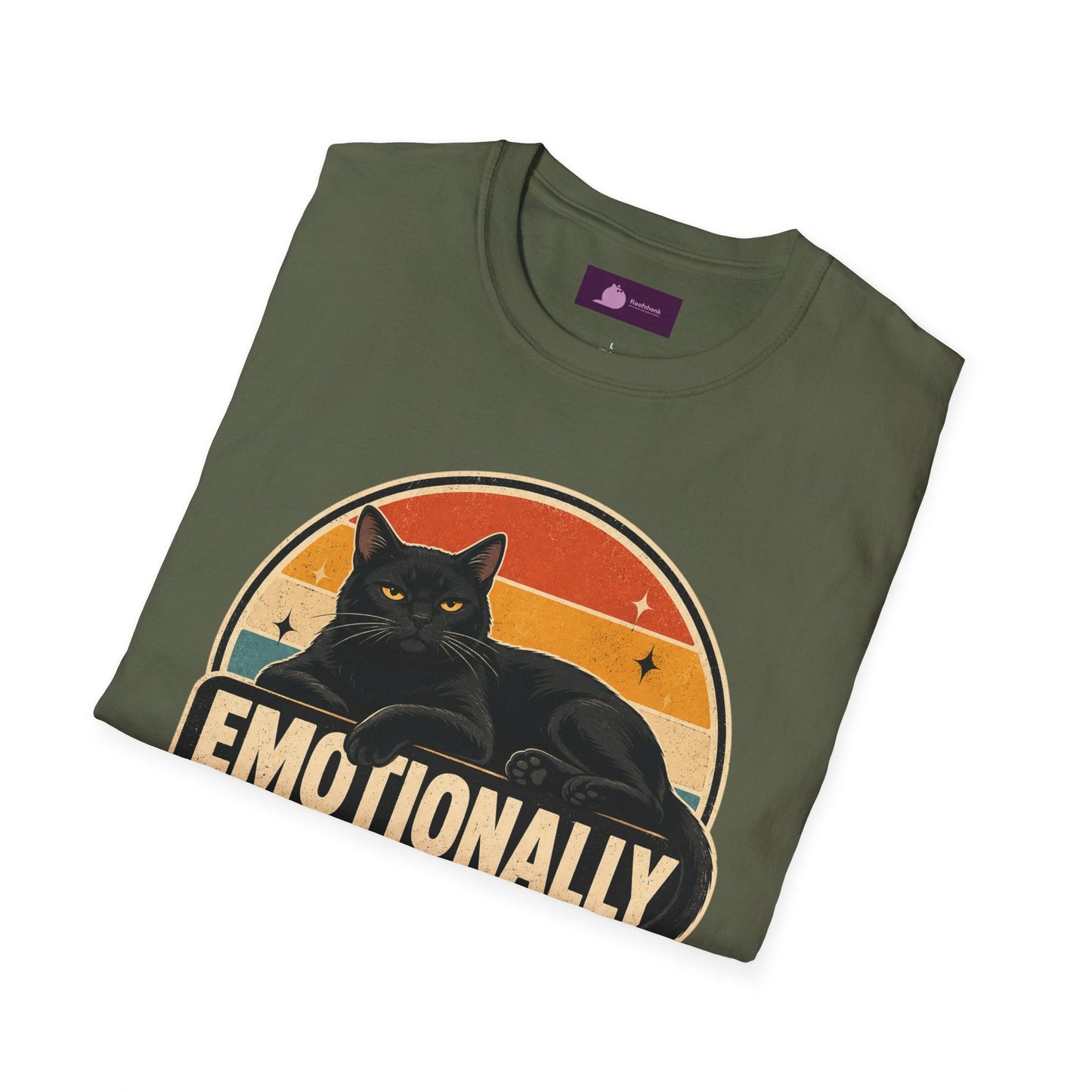 Emotionally Available to Cats Only T-Shirt — Retro Black Cat Graphic Tee - FloofChonk