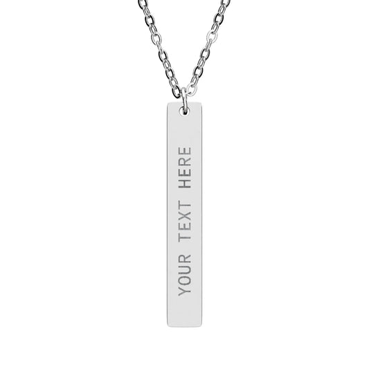 Engravable Vertical Bar Necklace — Personalized Name/Message Pendant - FloofChonk
