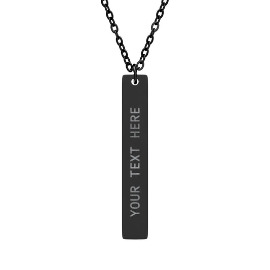 Engravable Vertical Bar Necklace — Personalized Name/Message Pendant - FloofChonk
