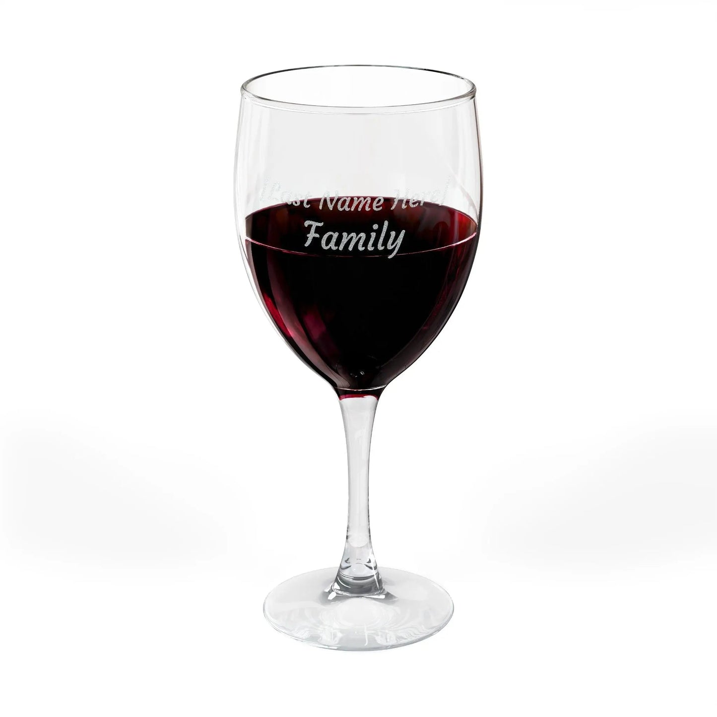 Engraved 10.5oz Wine Glass — Personalized Family Name Stemware - FloofChonk
