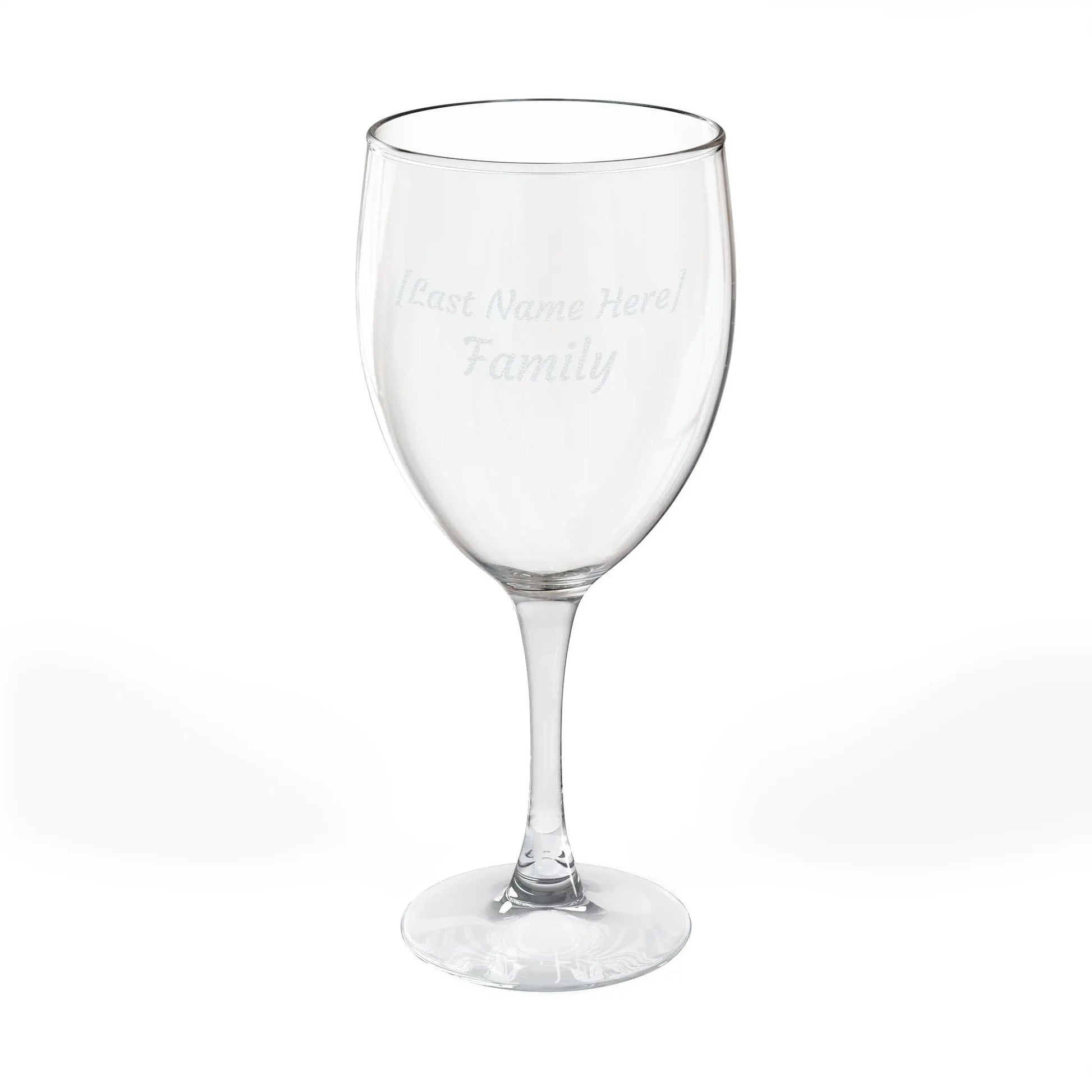 Engraved 10.5oz Wine Glass — Personalized Family Name Stemware - FloofChonk