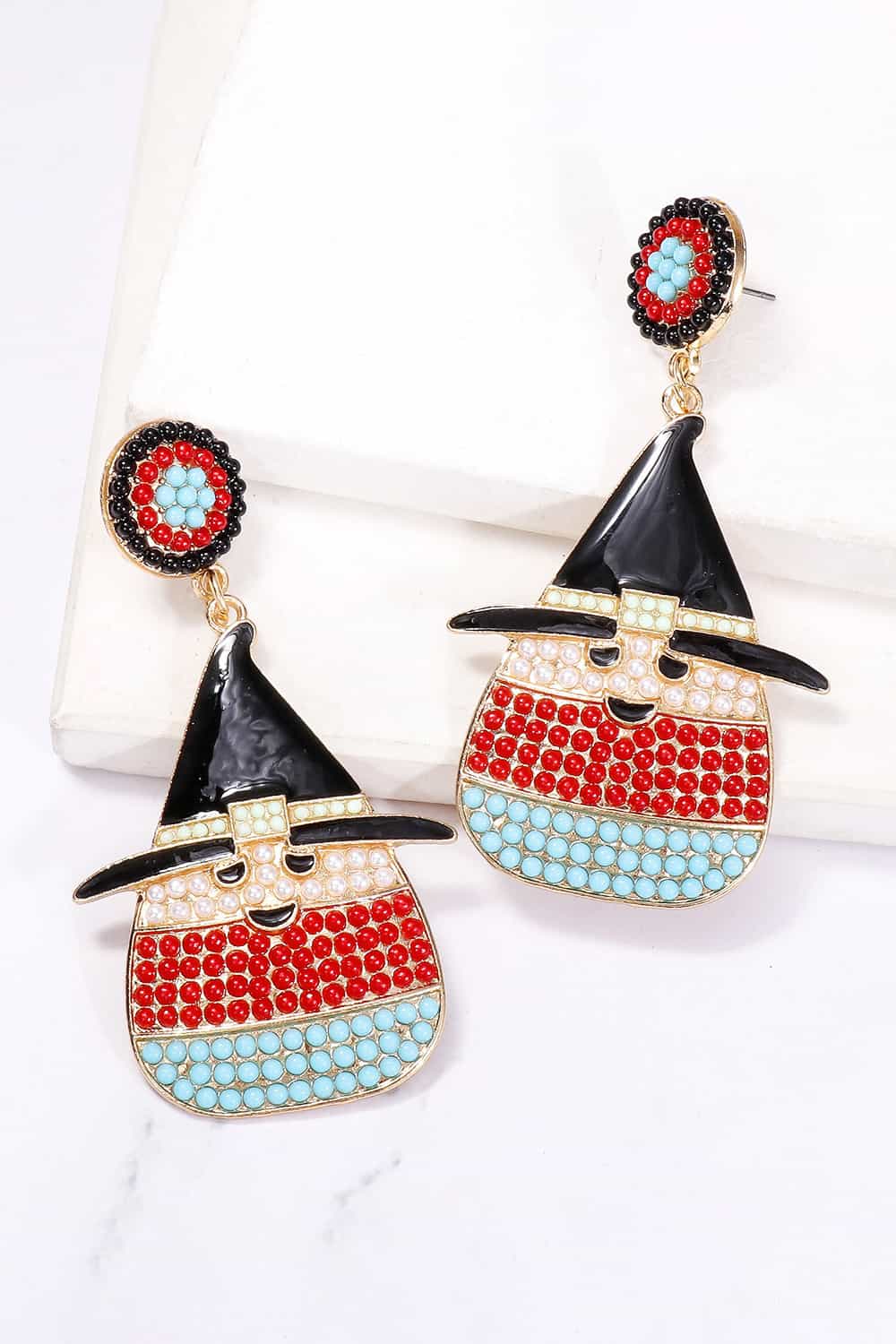 Witch's Hat Shape Synthetic Pearl Dangle Earrings - FloofChonk
