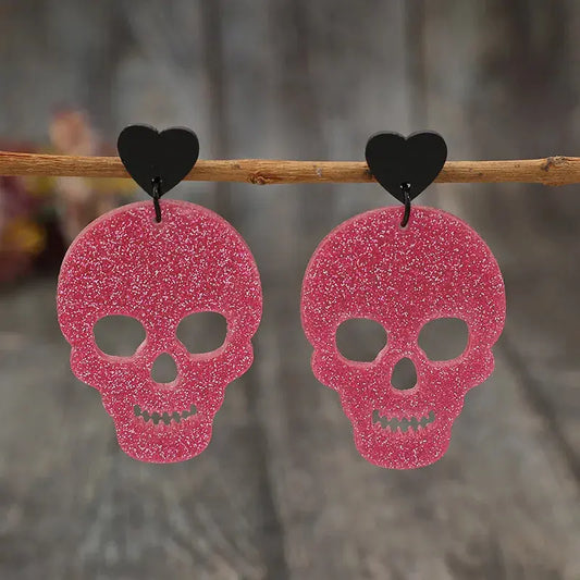Acrylic Skeleton & Heart Earrings - FloofChonk