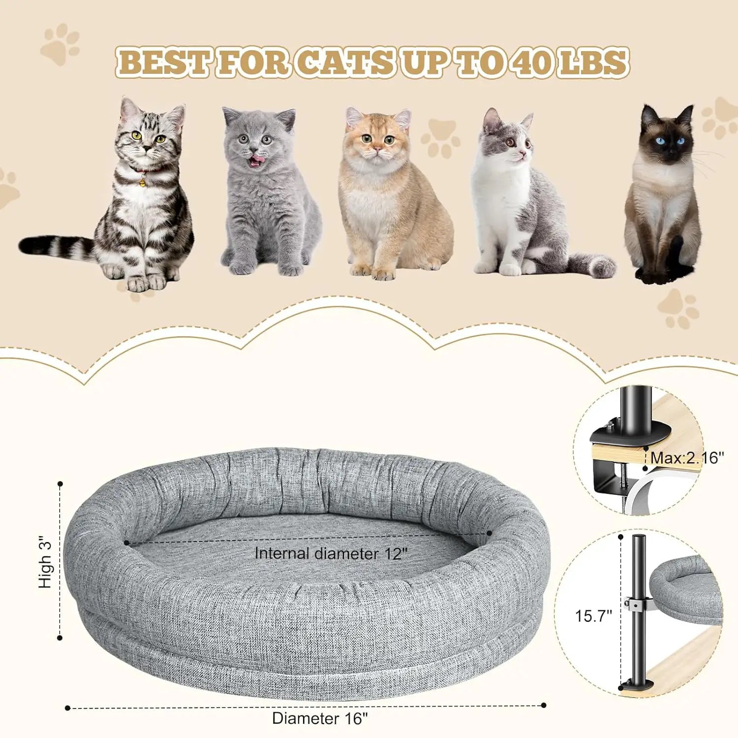Cat Nest Round Rotating Adjustable Height