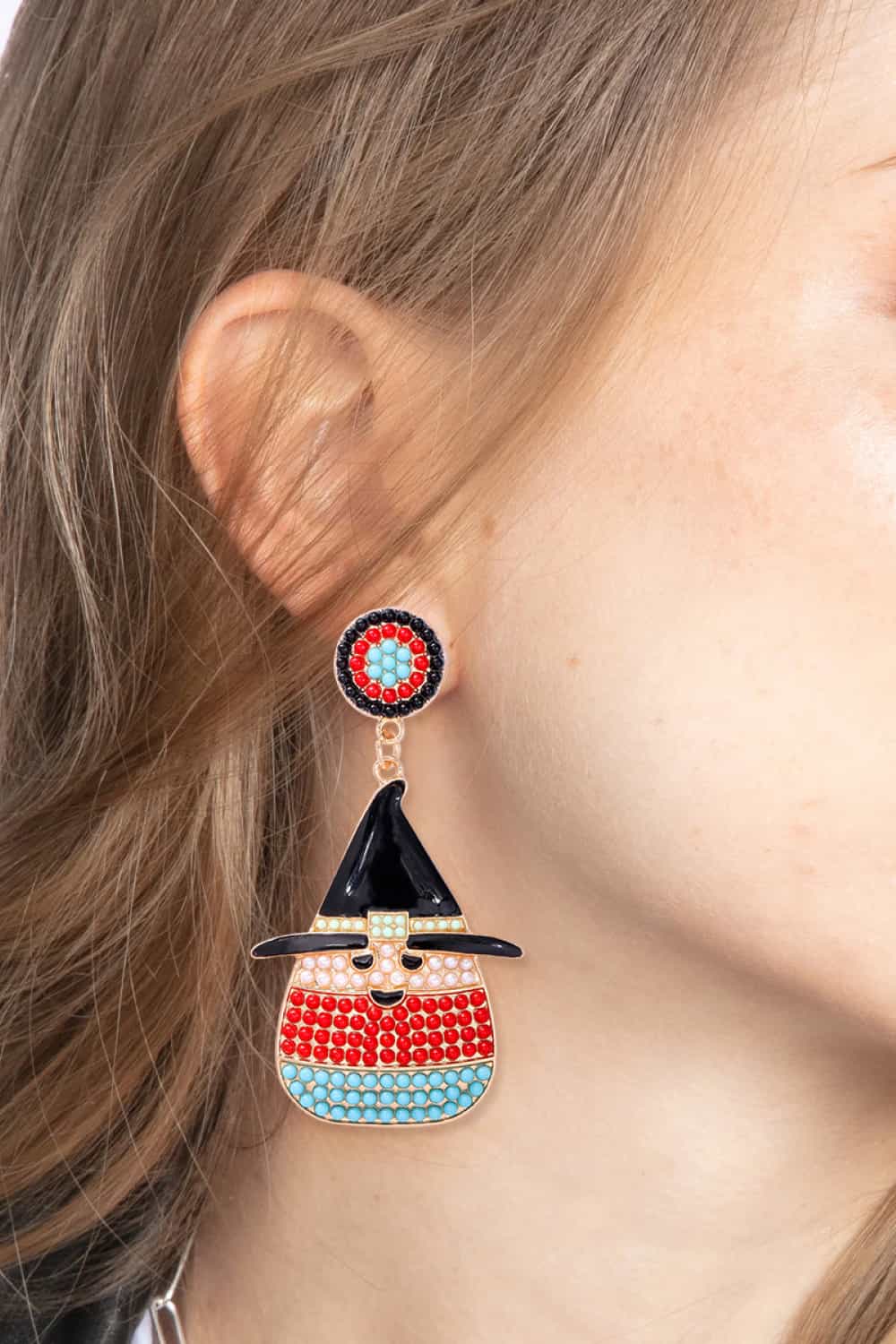 Witch's Hat Shape Synthetic Pearl Dangle Earrings - FloofChonk