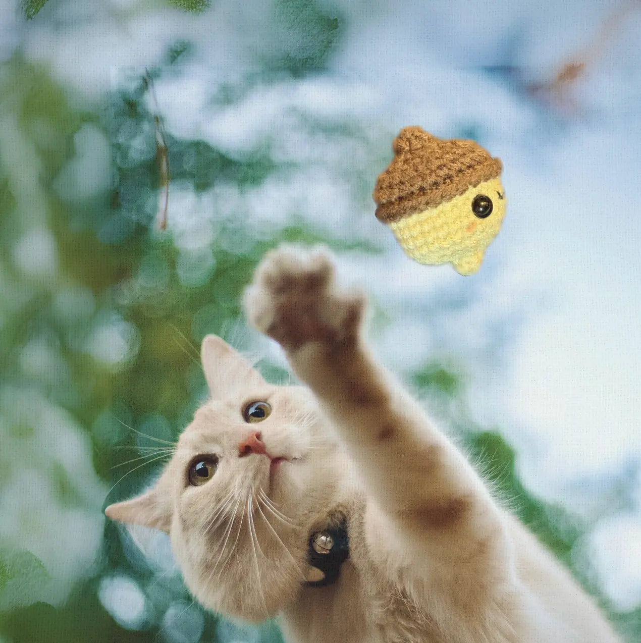 Handmade Catnip Toy | Augie the Acorn Chunkle Puff Infused with Miracle Nip Botanicals Chunkles