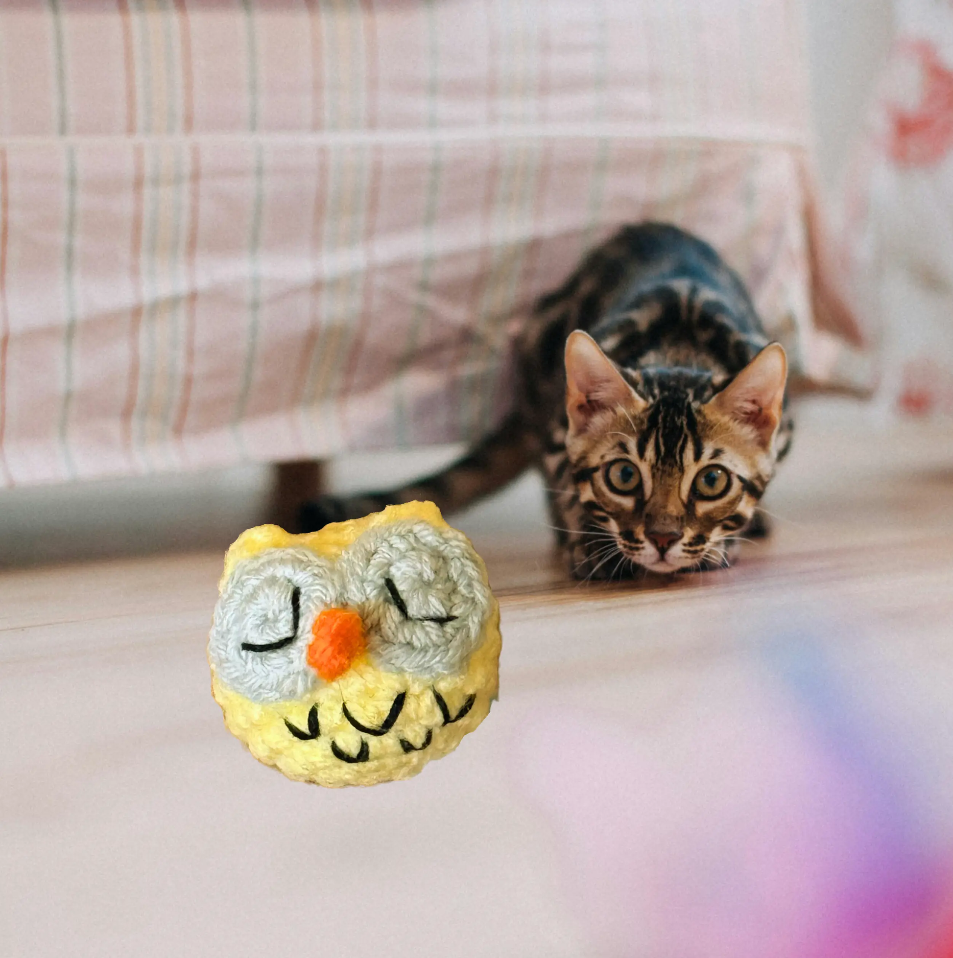 Handmade Catnip Toy | Yolk the Owl Chunkle Puff Infused with Miracle Nip Botanicals Chunkles