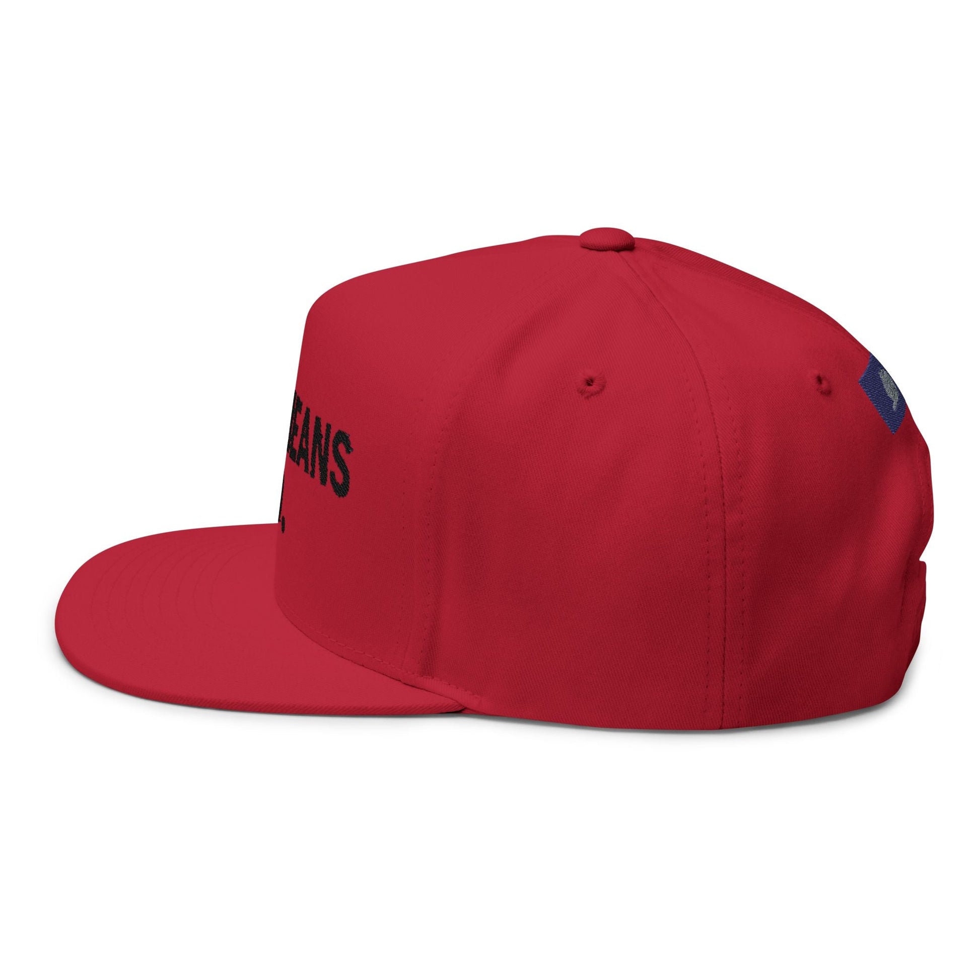 Flat Bill Cap — "Meow Means No." Embroidered Cat Attitude Snapback - FloofChonk