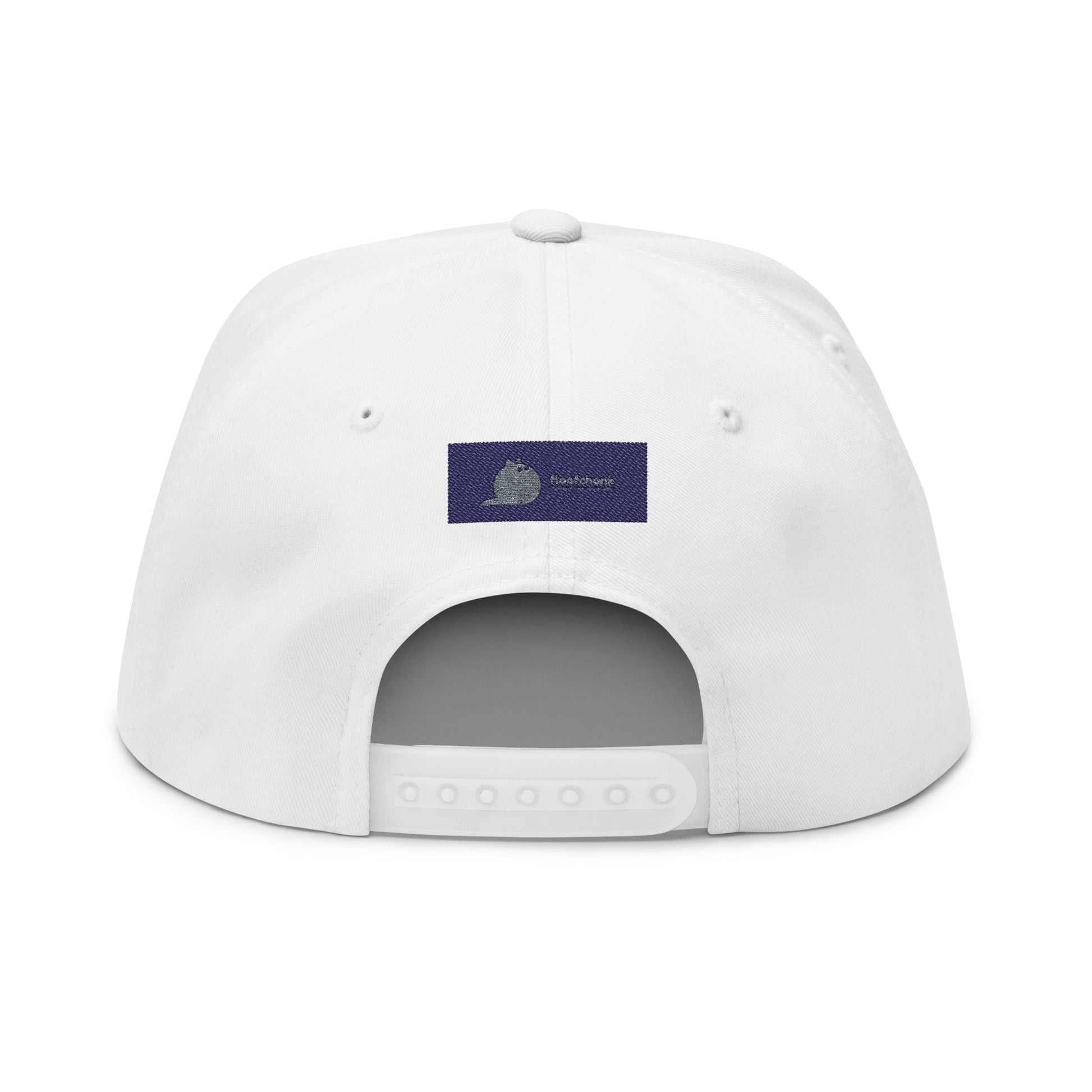 Flat Bill Cap — "Meow Means No." Embroidered Cat Attitude Snapback - FloofChonk