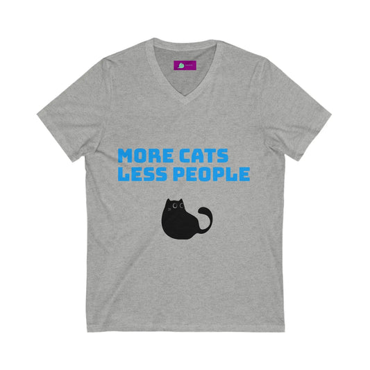 Funny Cat Lover V - Neck Tee - Unisex Jersey Short Sleeve Shirt, Gift for Cat Lovers, Pet Adoption Awareness, Casual Wear, Birthday Gift - FloofChonk