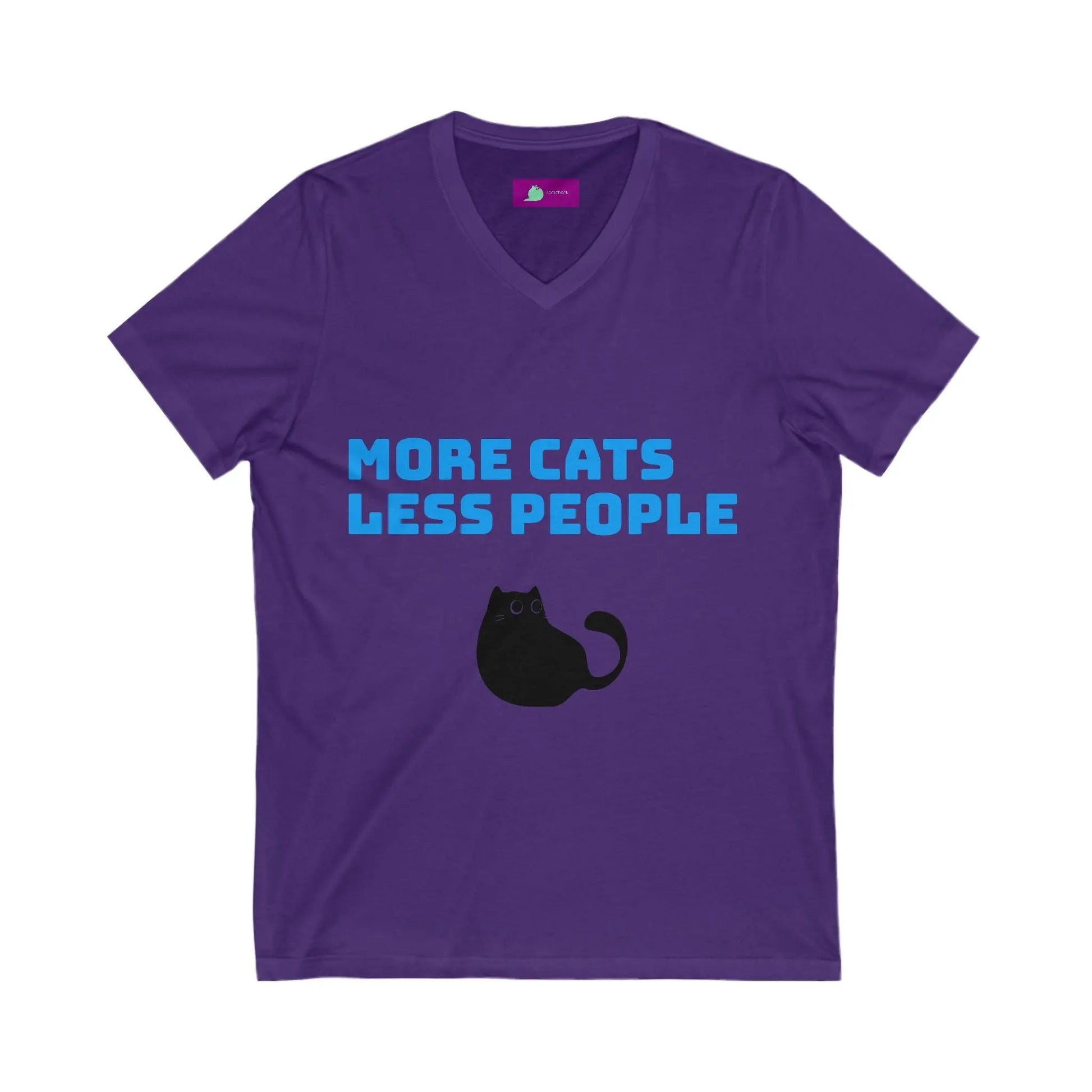 Funny Cat Lover V - Neck Tee - Unisex Jersey Short Sleeve Shirt, Gift for Cat Lovers, Pet Adoption Awareness, Casual Wear, Birthday Gift - FloofChonk