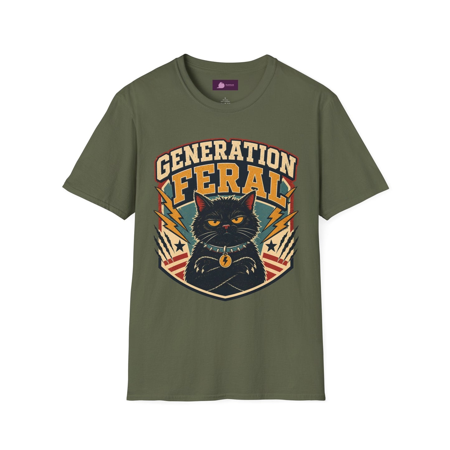 Generation Feral Cat T-Shirt — Retro Moody Cat Graphic Tee - FloofChonk