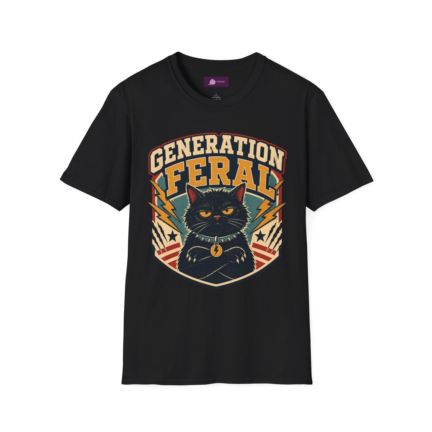 Generation Feral Cat T-Shirt — Retro Moody Cat Graphic Tee - FloofChonk