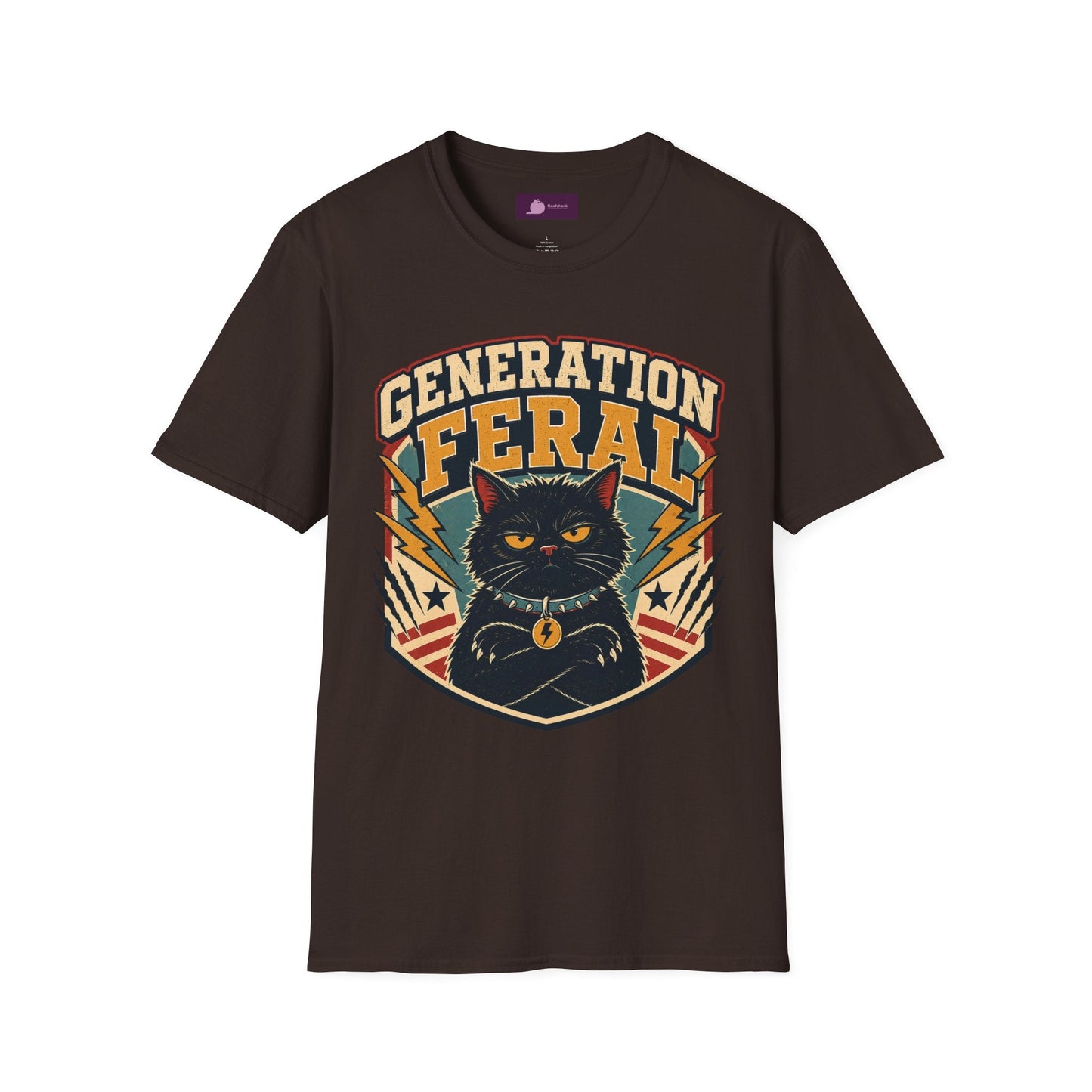 Generation Feral Cat T-Shirt — Retro Moody Cat Graphic Tee - FloofChonk