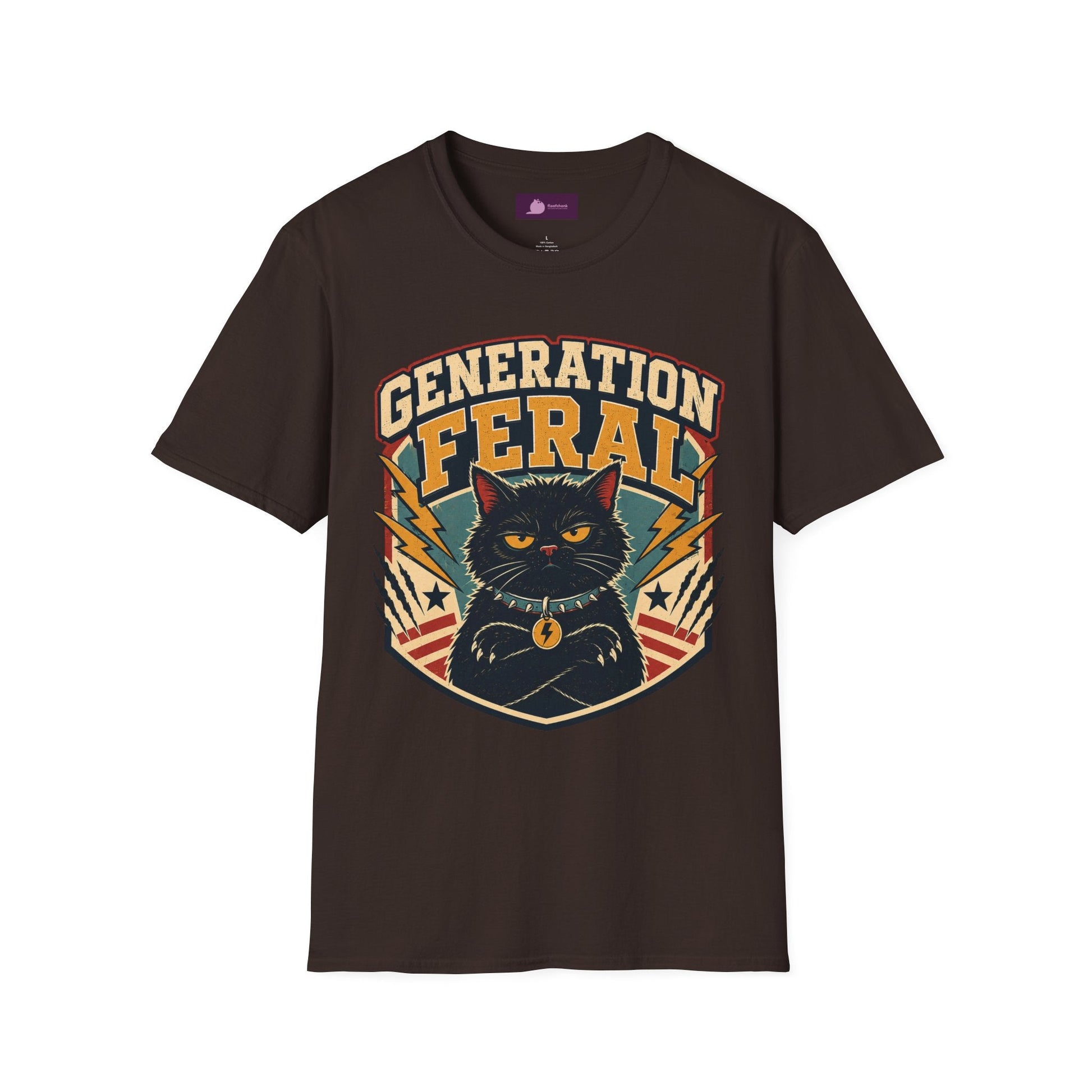 Generation Feral Cat T-Shirt — Retro Moody Cat Graphic Tee - FloofChonk